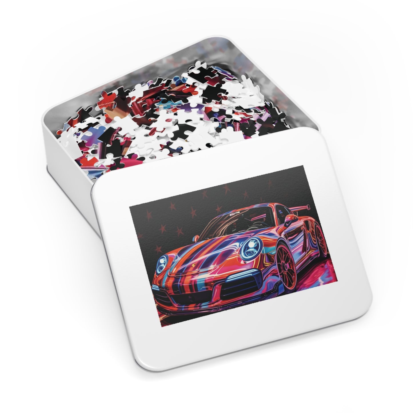 Jigsaw Puzzle (30, 110, 252, 500,1000-Piece) American Flag Colored Porsche 4