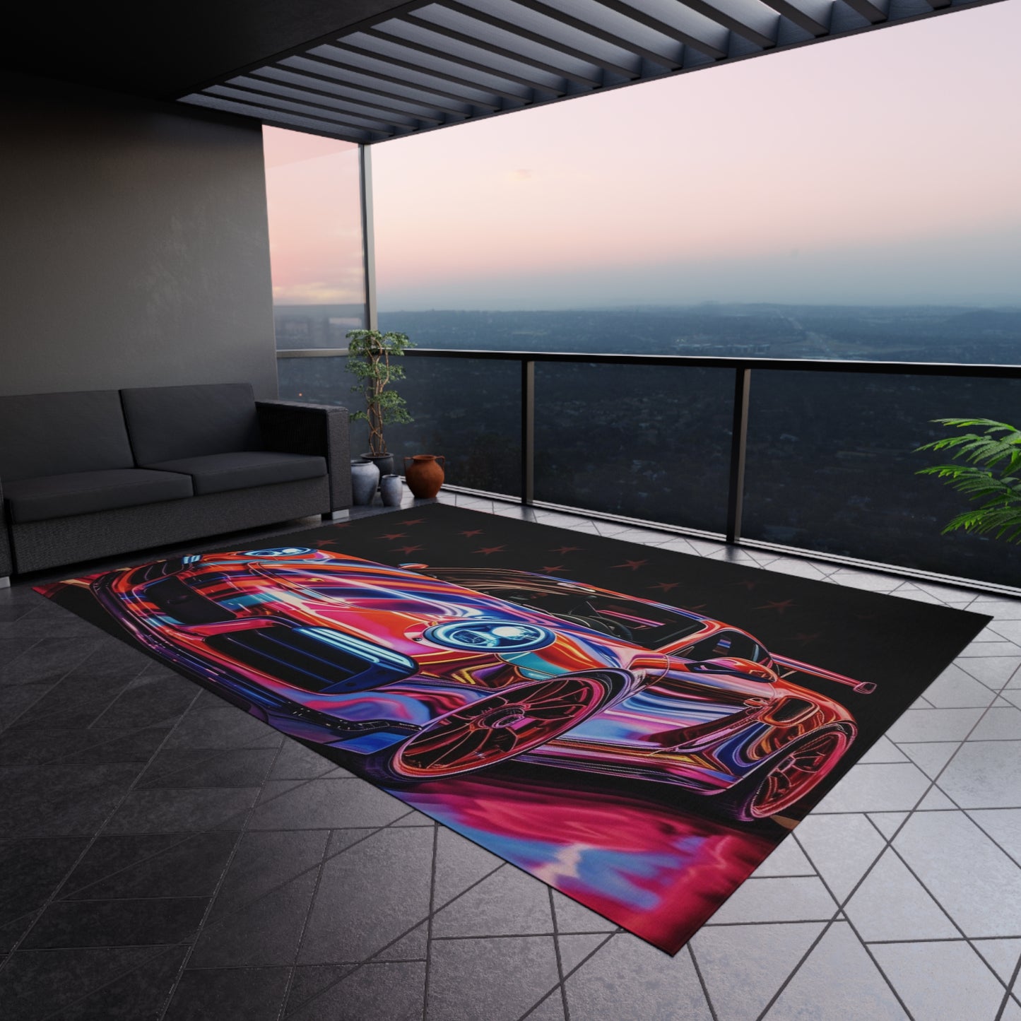 Outdoor Rug American Flag Colored Porsche 2