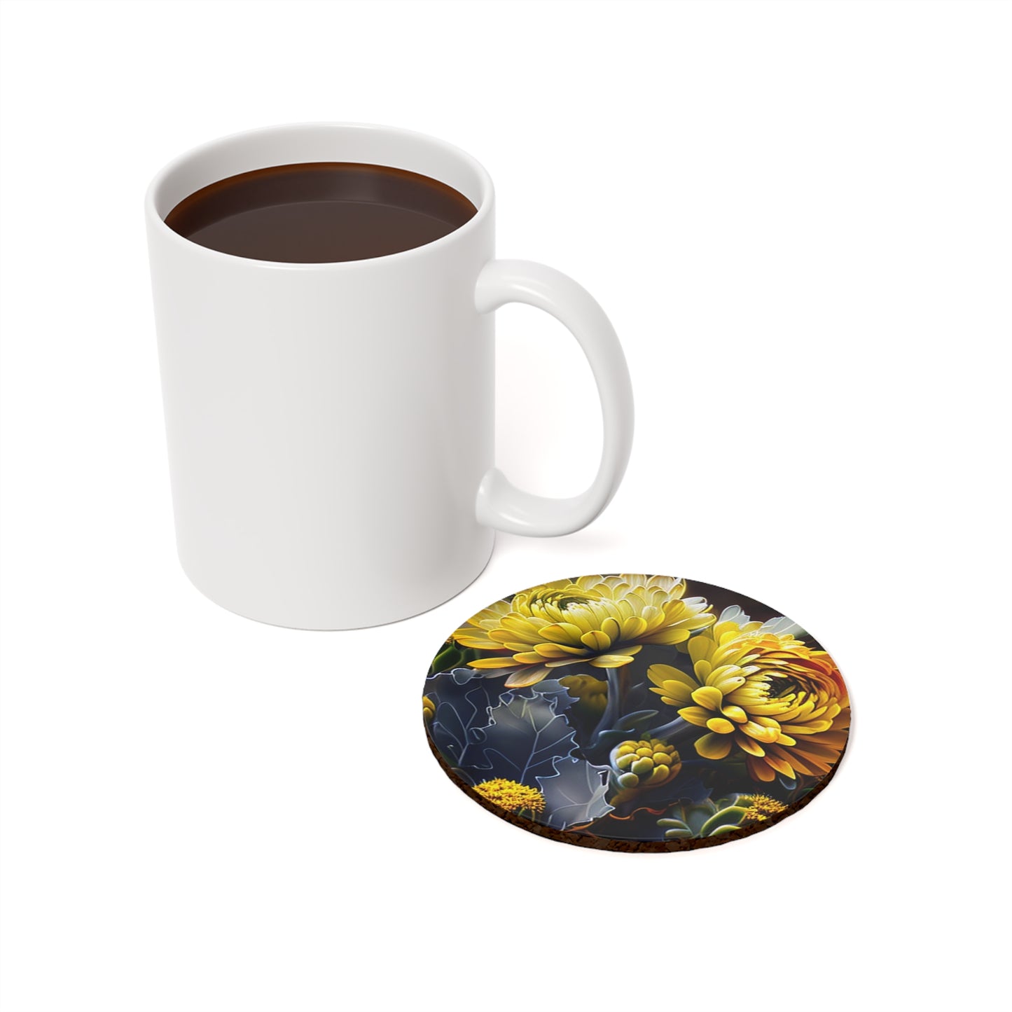 Cork Back Coaster Yellow Hermosas Flores Amarillas 1