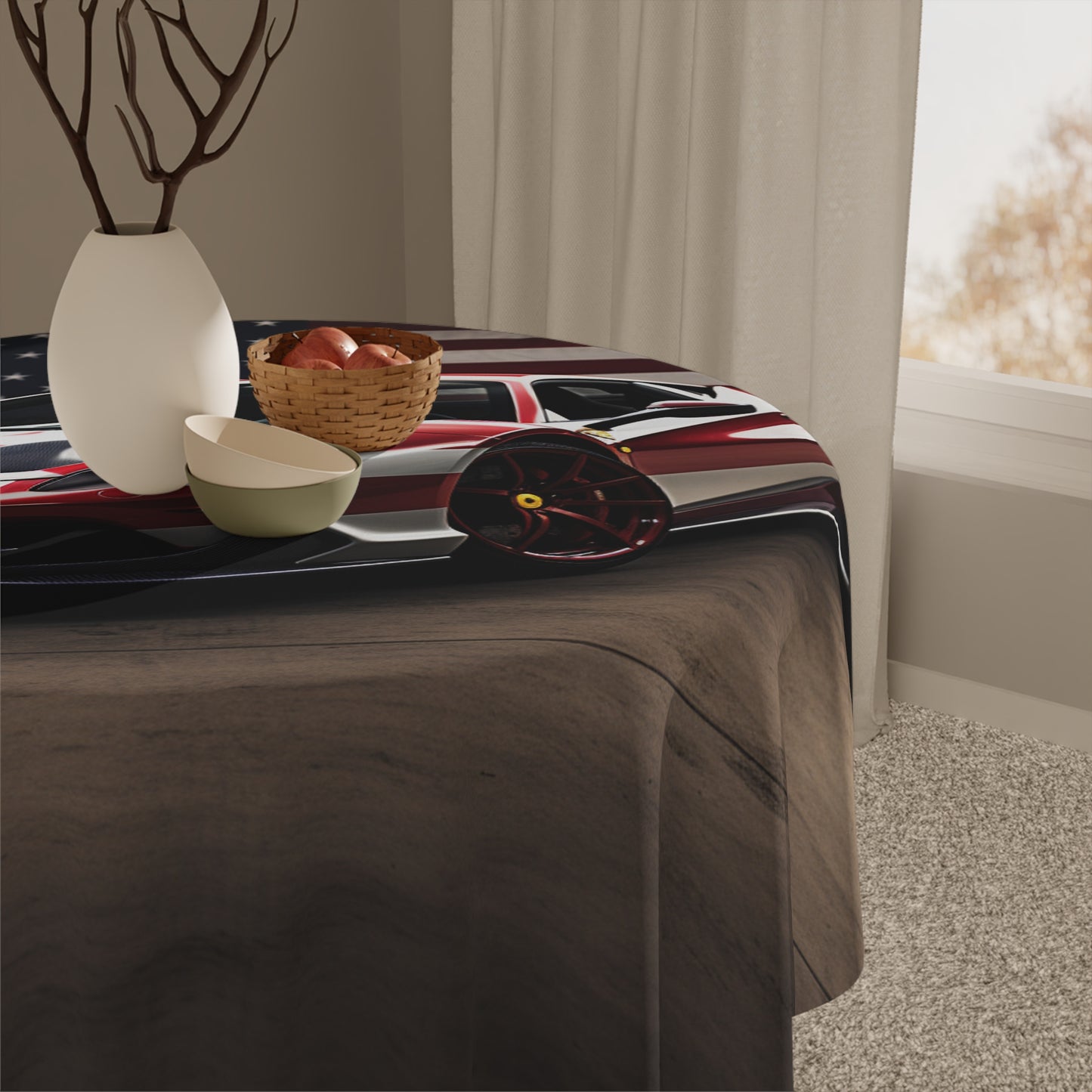 Tablecloth American Flag Background Ferrari 2
