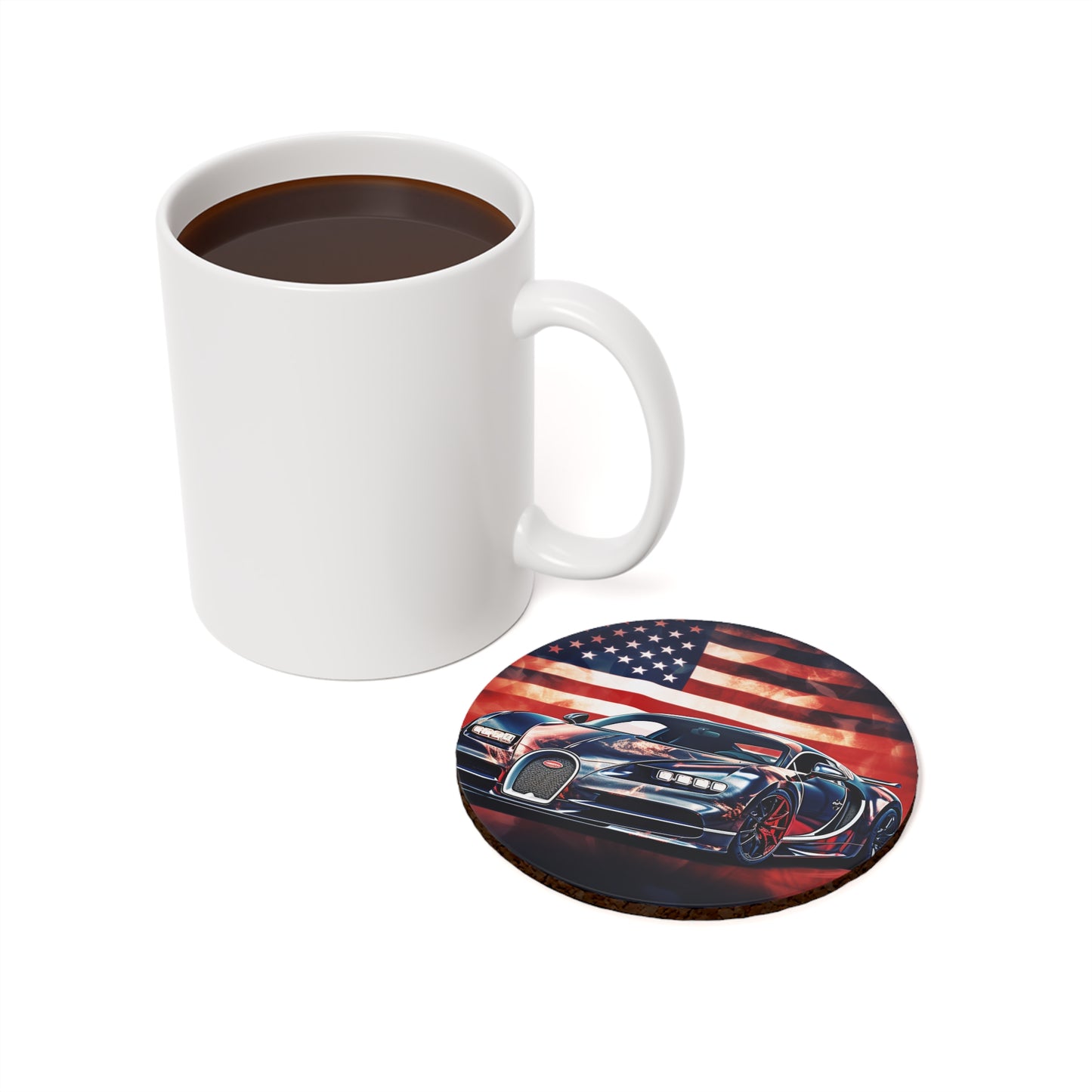 Cork Back Coaster Abstract American Flag Background Bugatti 4