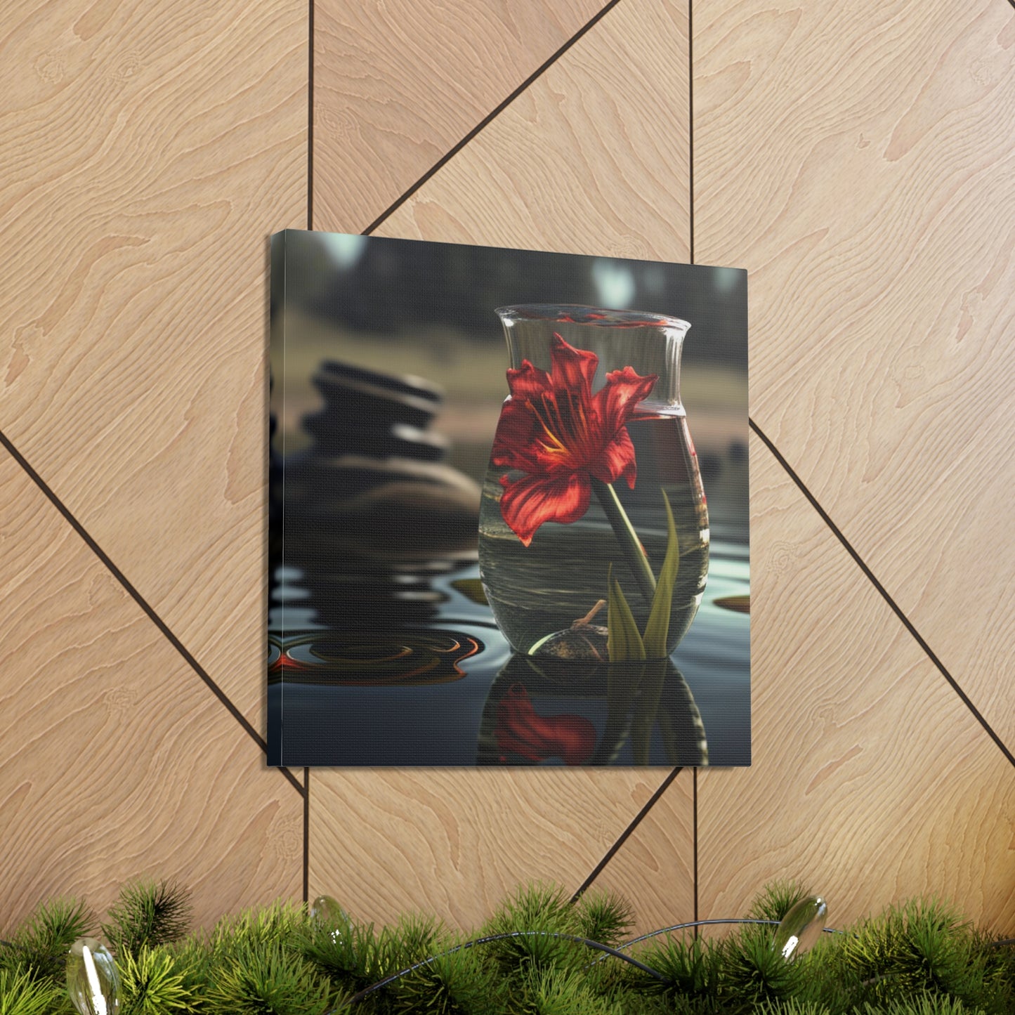 Canvas Gallery Wraps Red Lily in a Glass vase 4