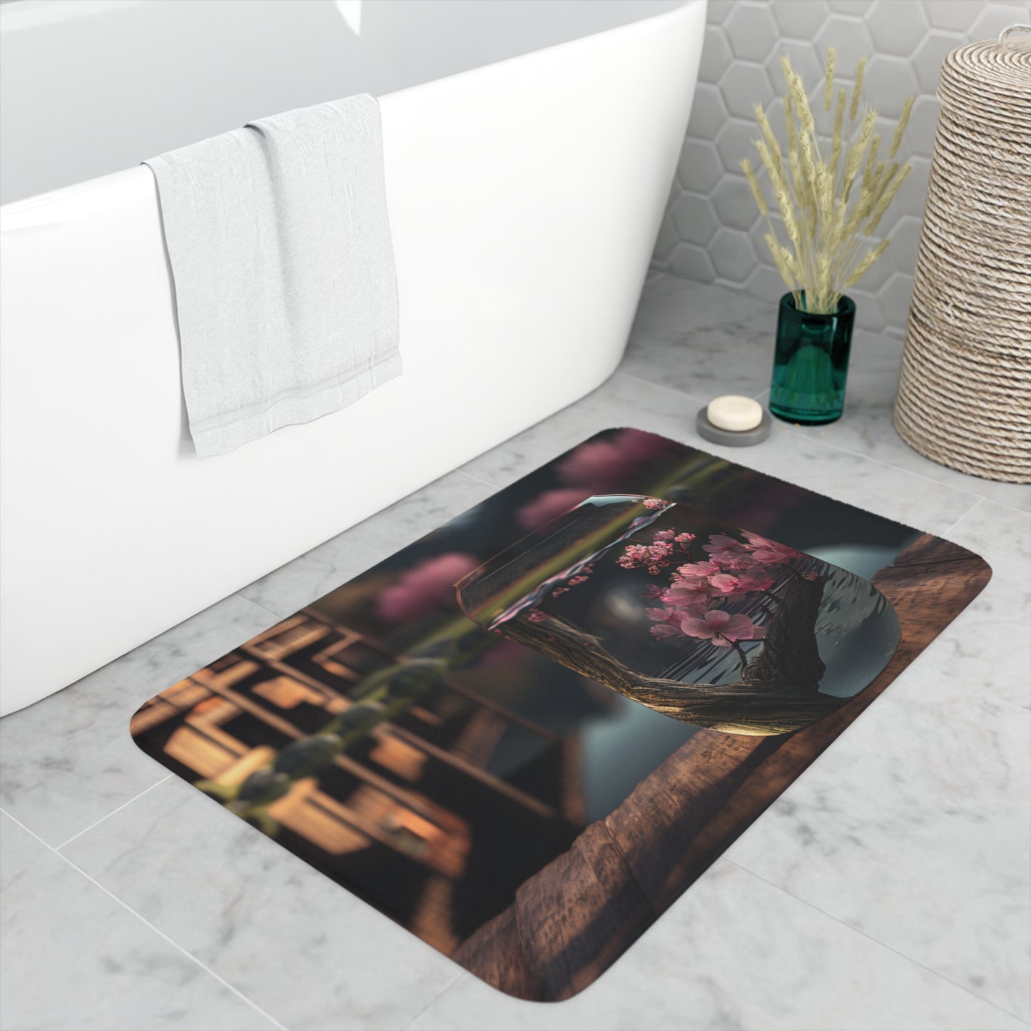 Memory Foam Bath Mat Cherry Blossom 3