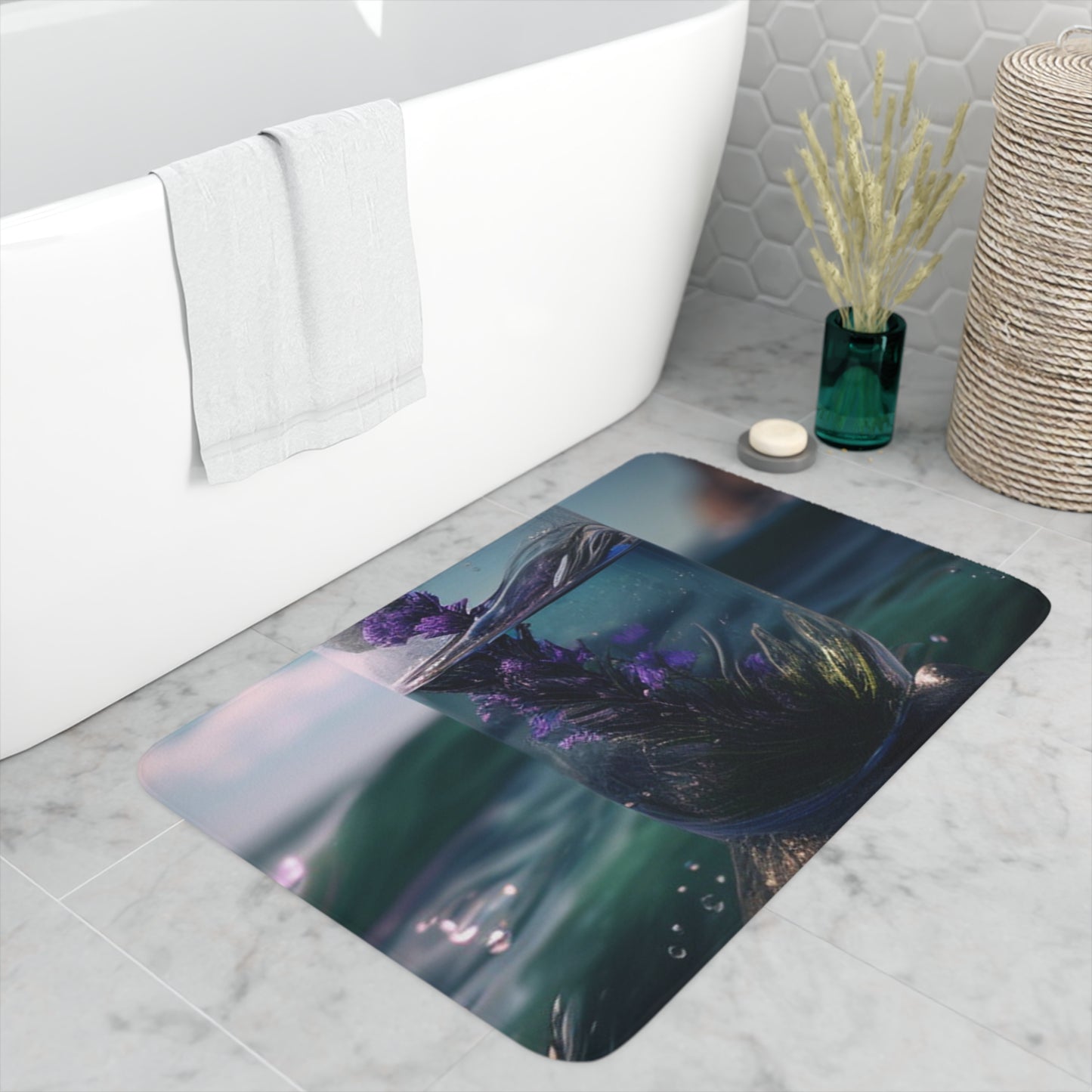 Memory Foam Bath Mat Lavender in a vase 2