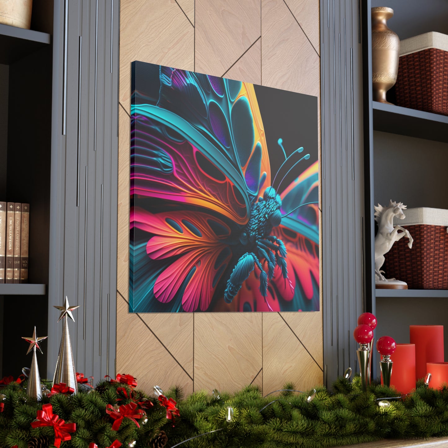 Canvas Gallery Wraps Neon Butterfly Macro 4