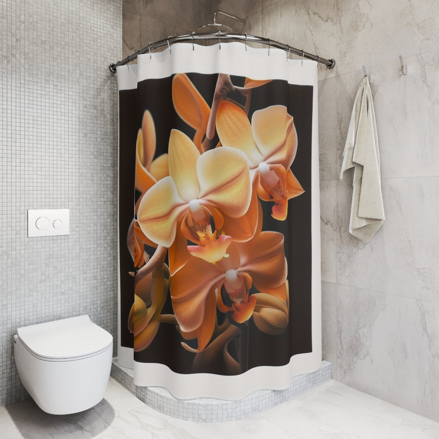 Polyester Shower Curtain orchid pedals 1