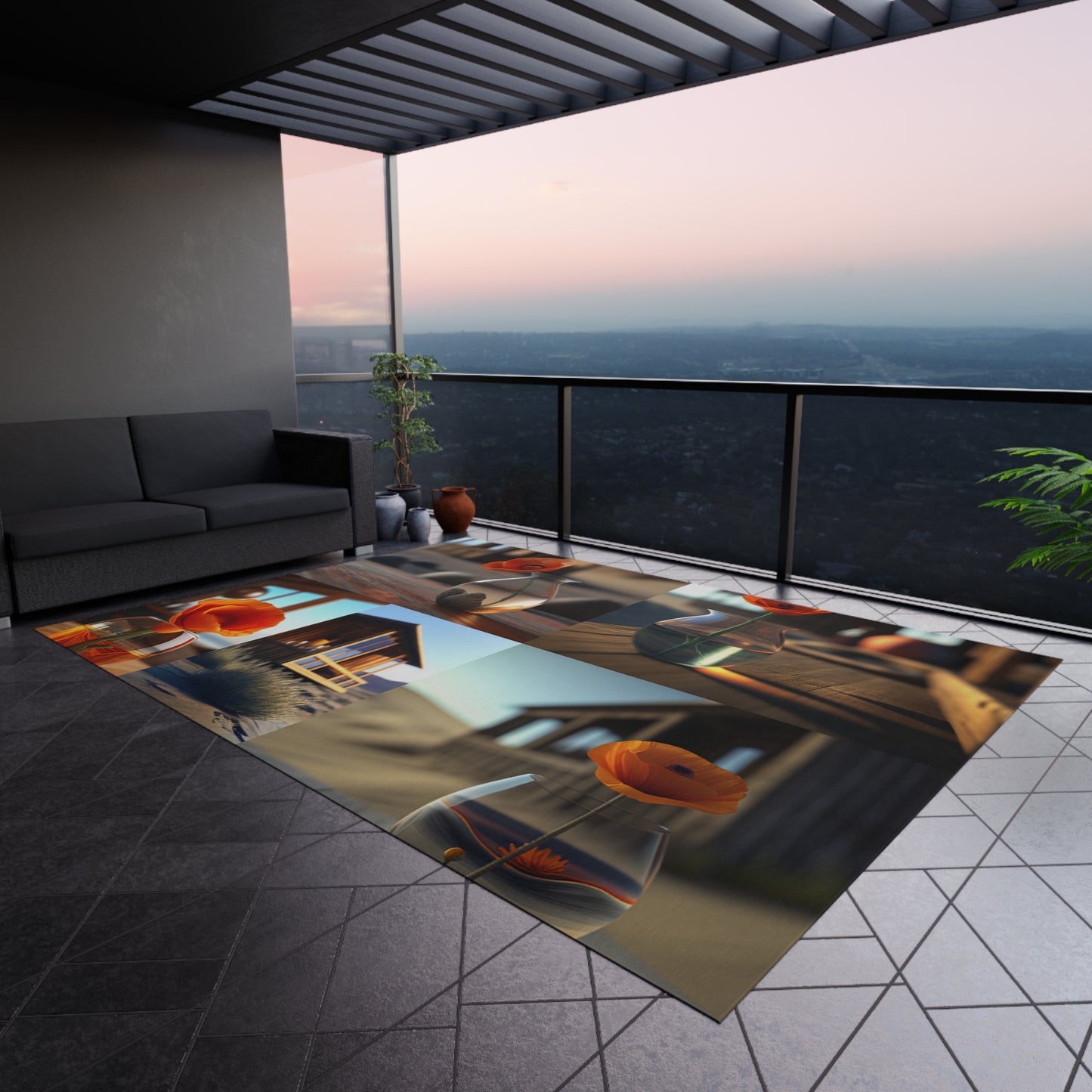 Outdoor Rug Poppy in a Glass Vase 5