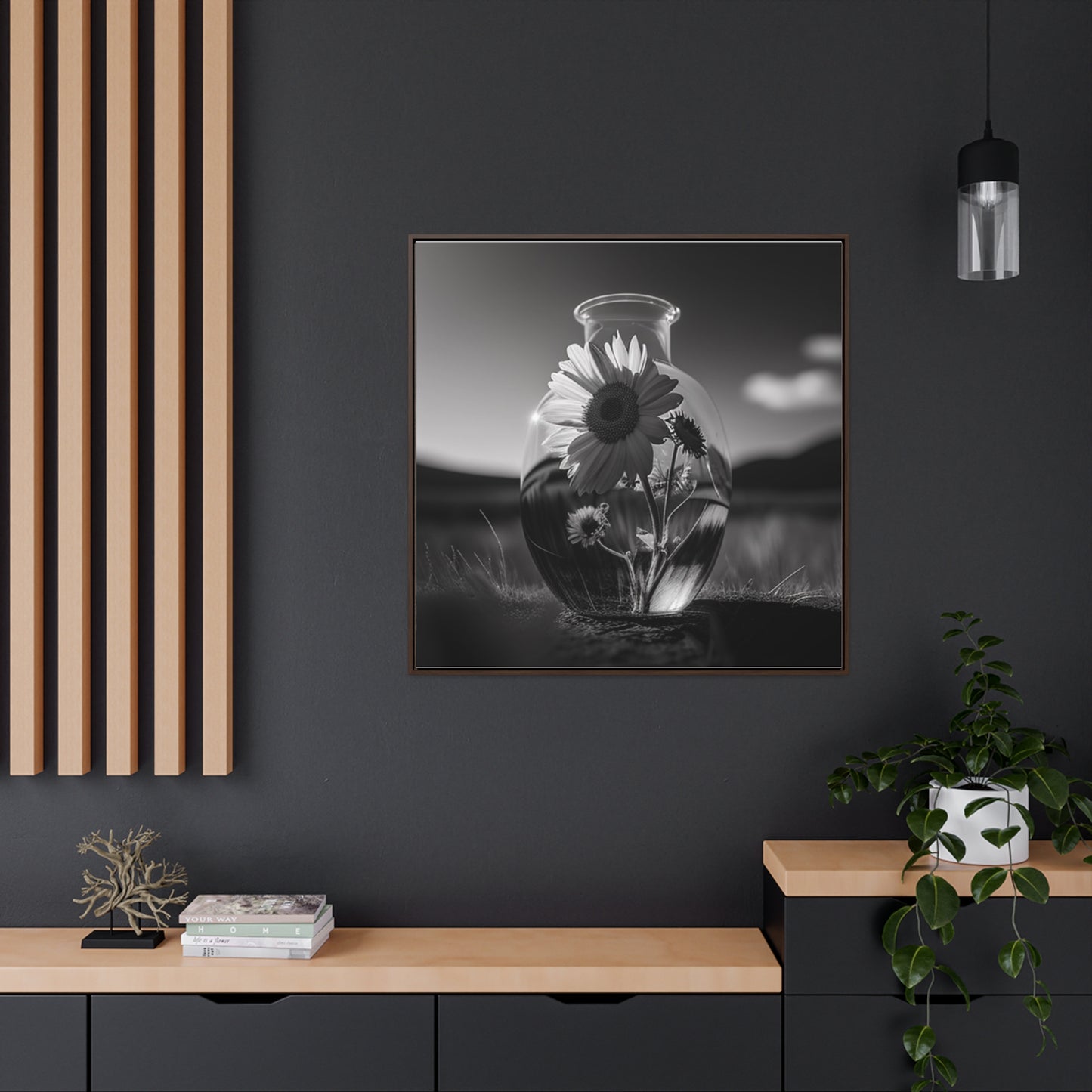 Gallery Canvas Wraps, Square Frame Yellw Sunflower in a vase 4