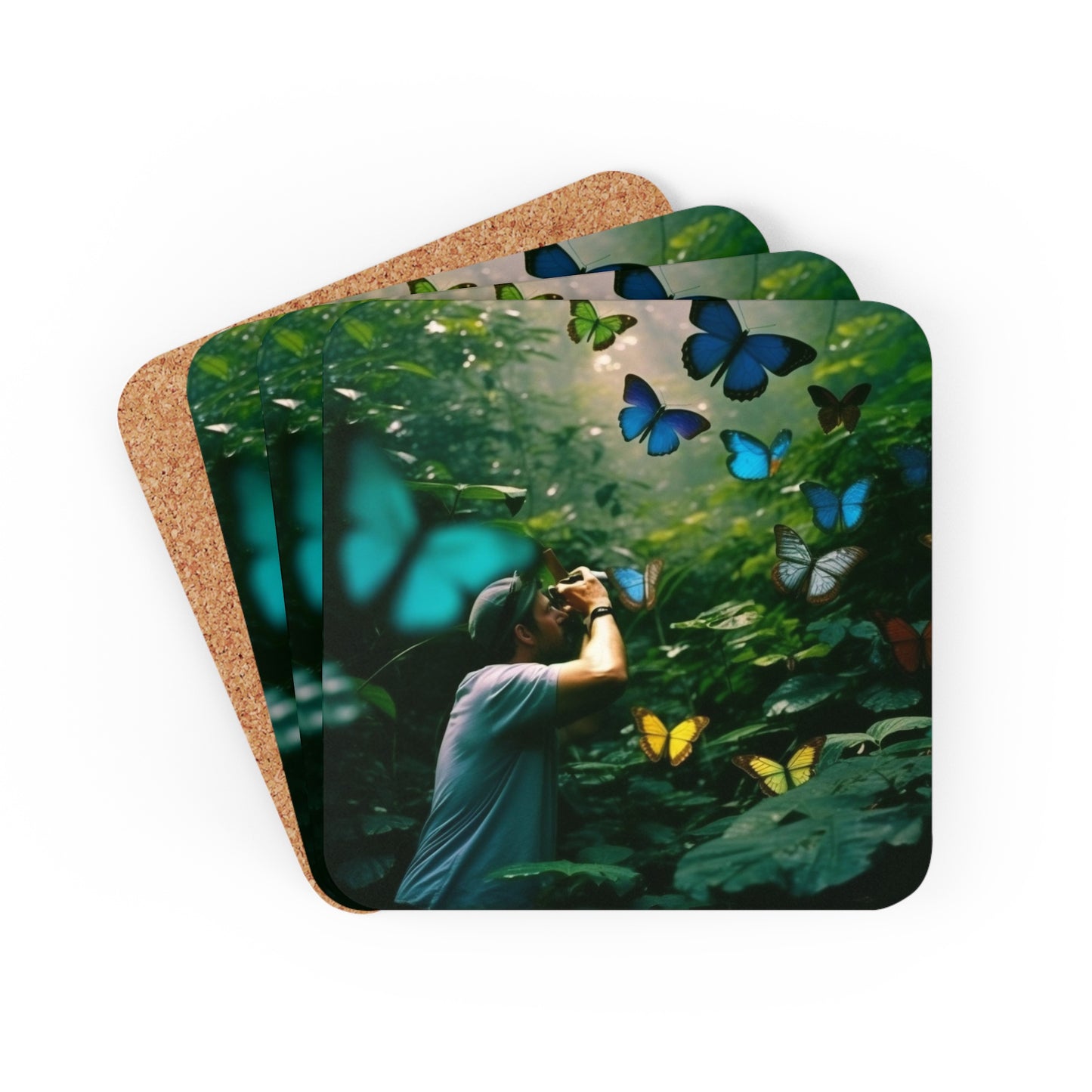 Corkwood Coaster Set Jungle Butterfly 1