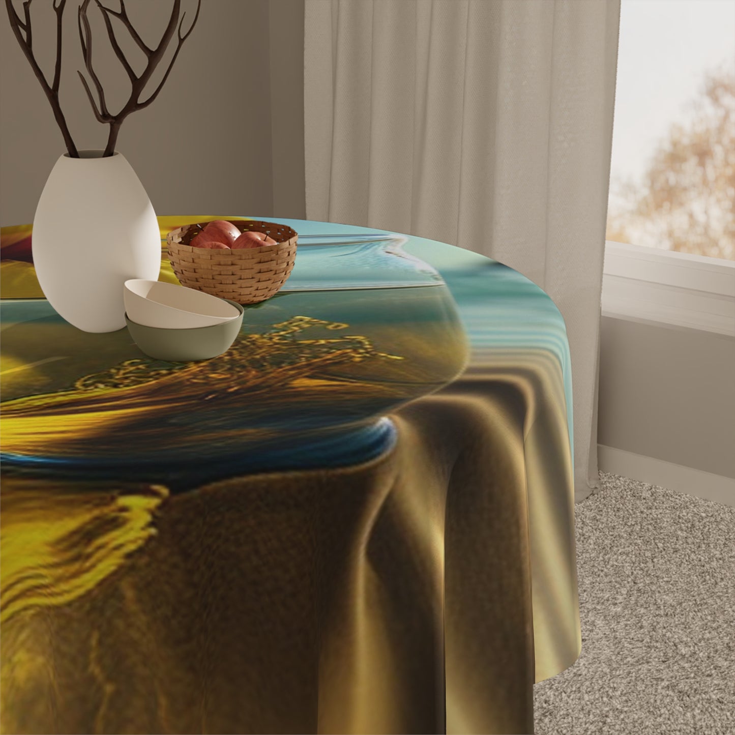 Tablecloth Yellow Hibiscus glass 1