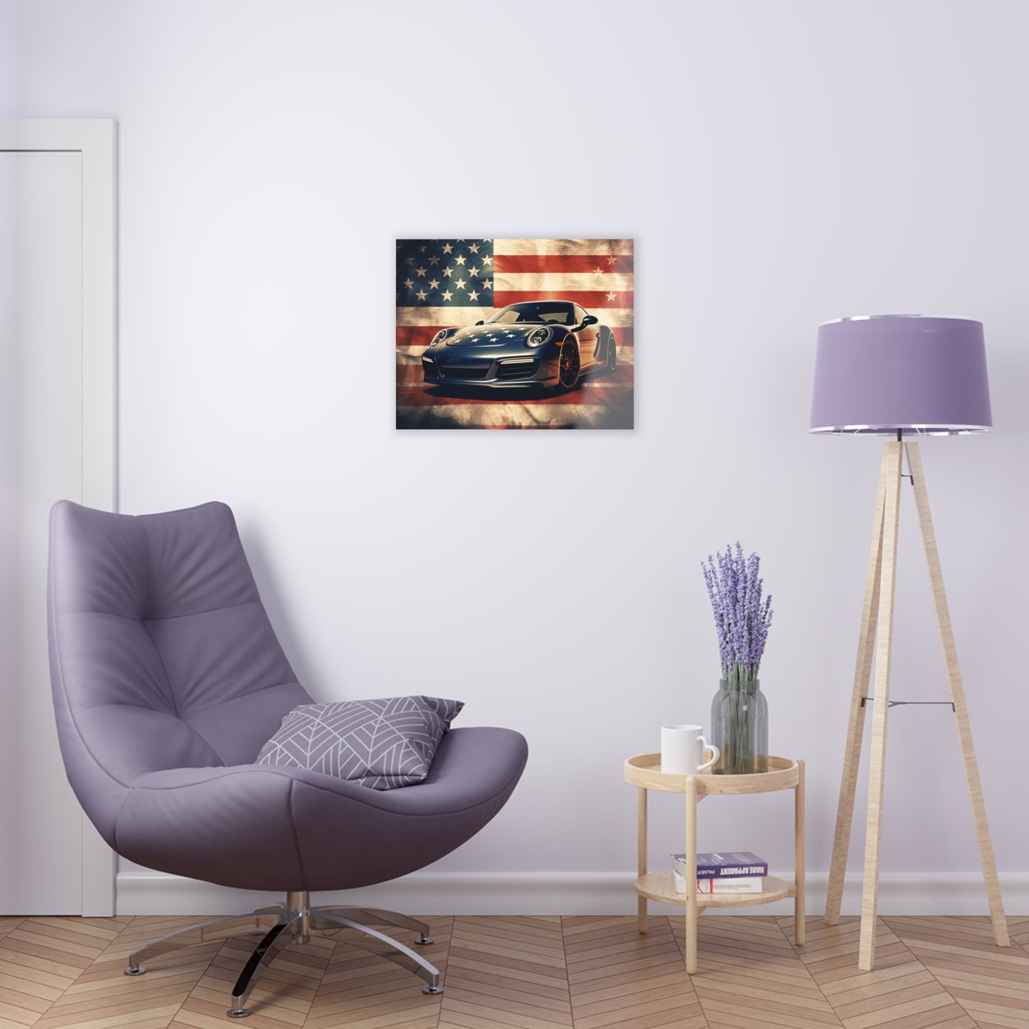 Acrylic Prints Abstract American Flag Background Porsche 3