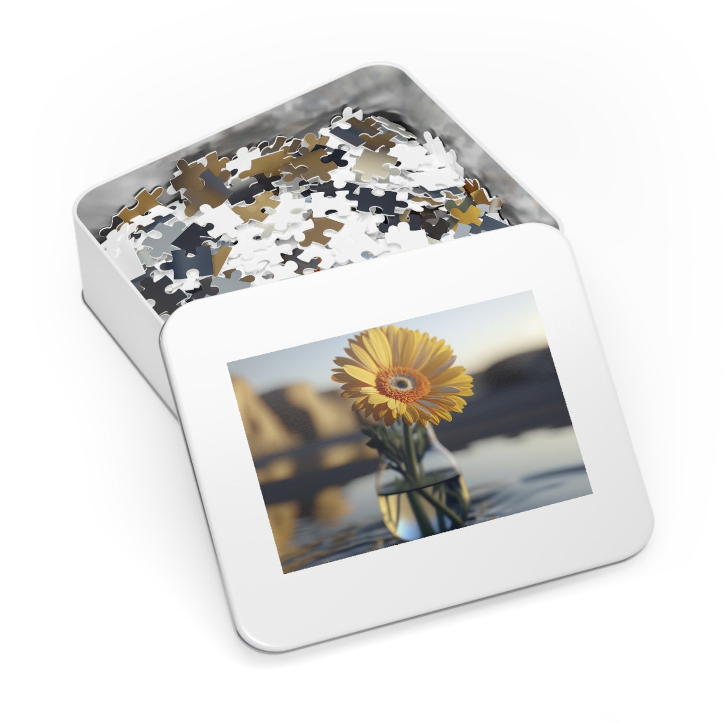 Jigsaw Puzzle (30, 110, 252, 500,1000-Piece) yello Gerbera glass 4