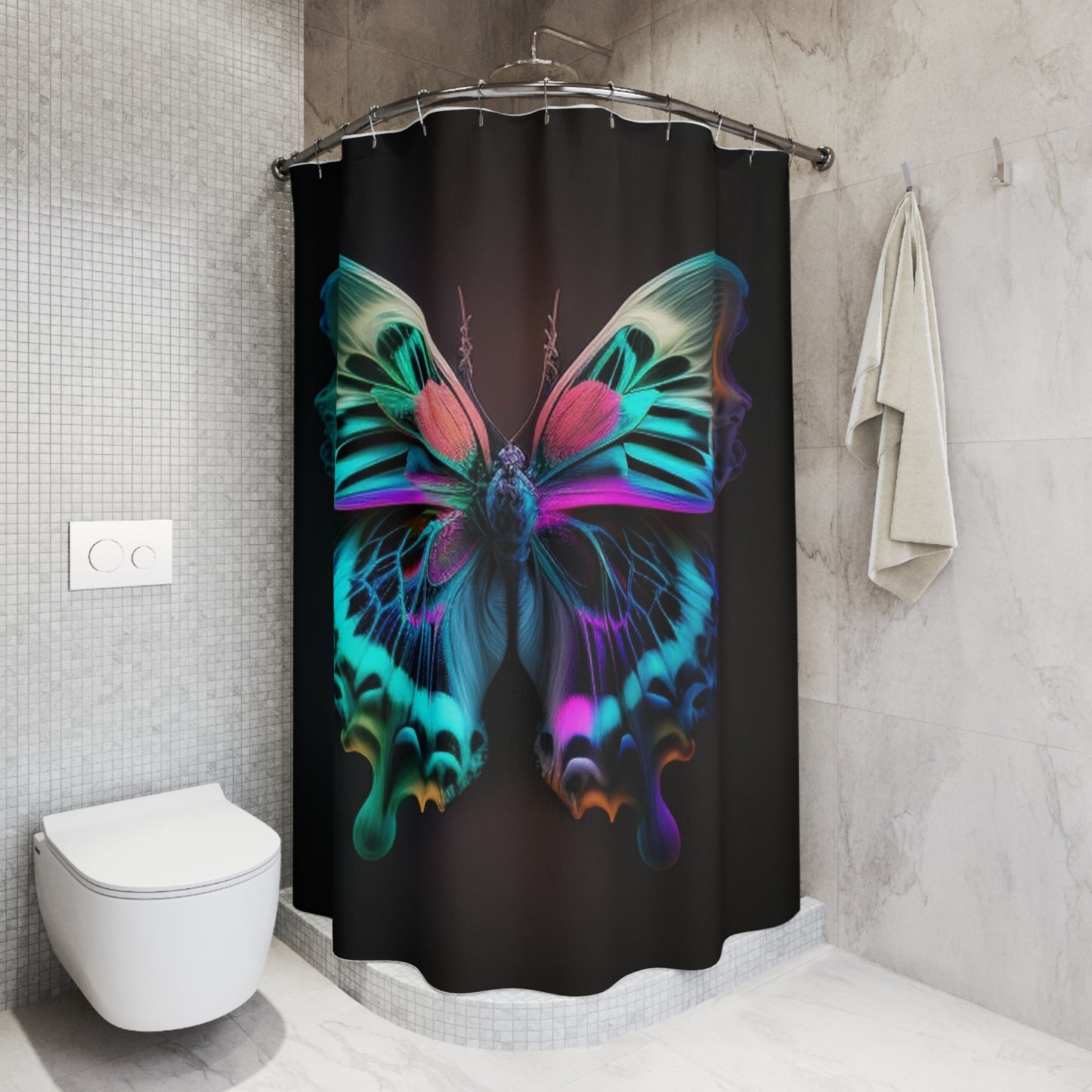 Polyester Shower Curtain Neon Butterfly Fusion 1
