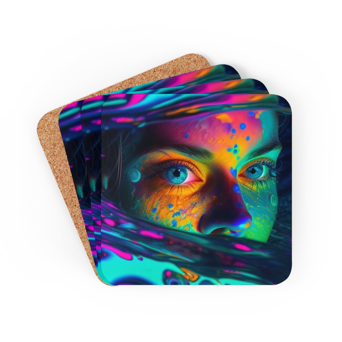 Corkwood Coaster Set Florescent Glow 3