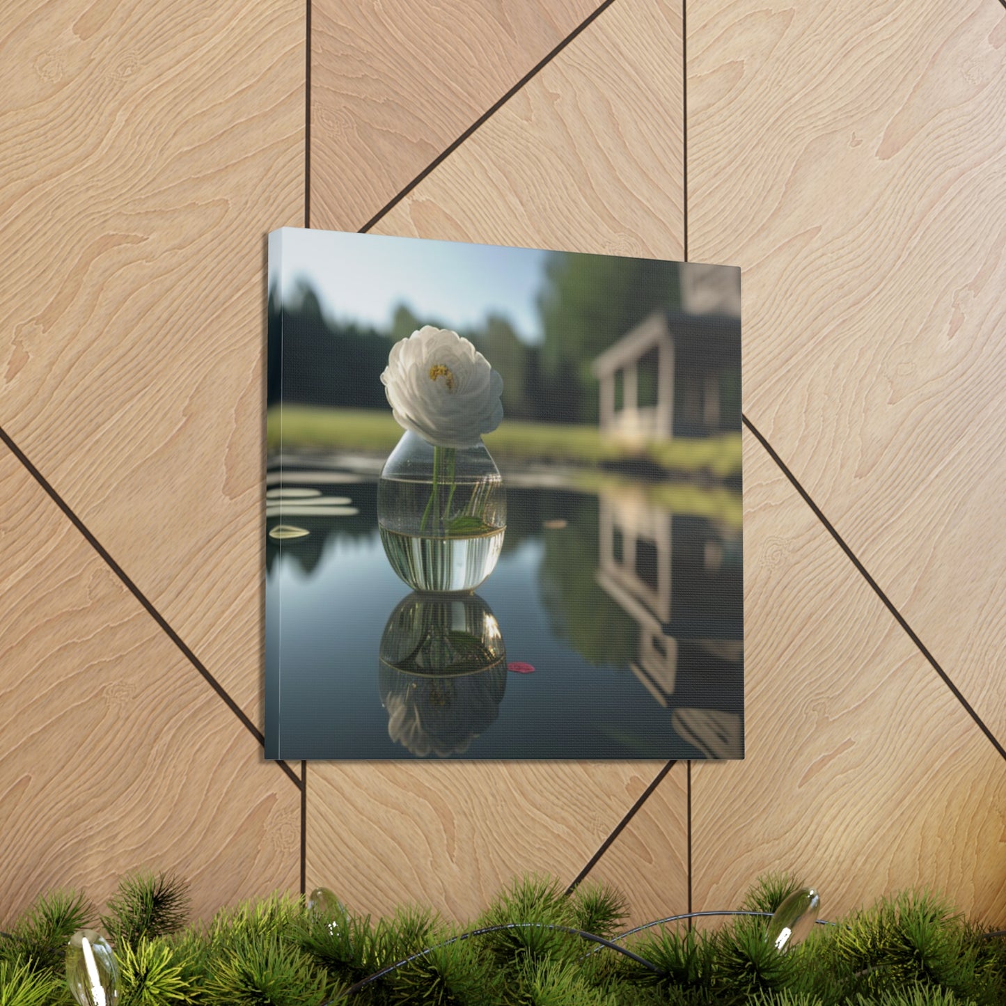 Canvas Gallery Wraps White Peony glass vase 1