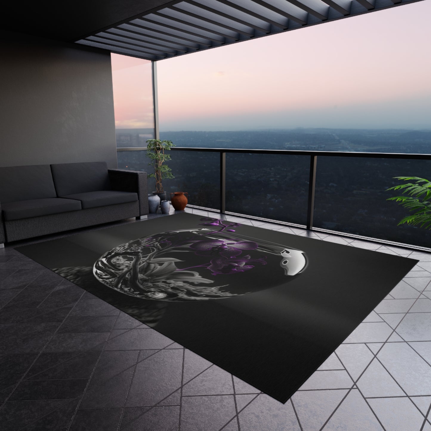 Outdoor Rug Purple Orchid Glass vase 3