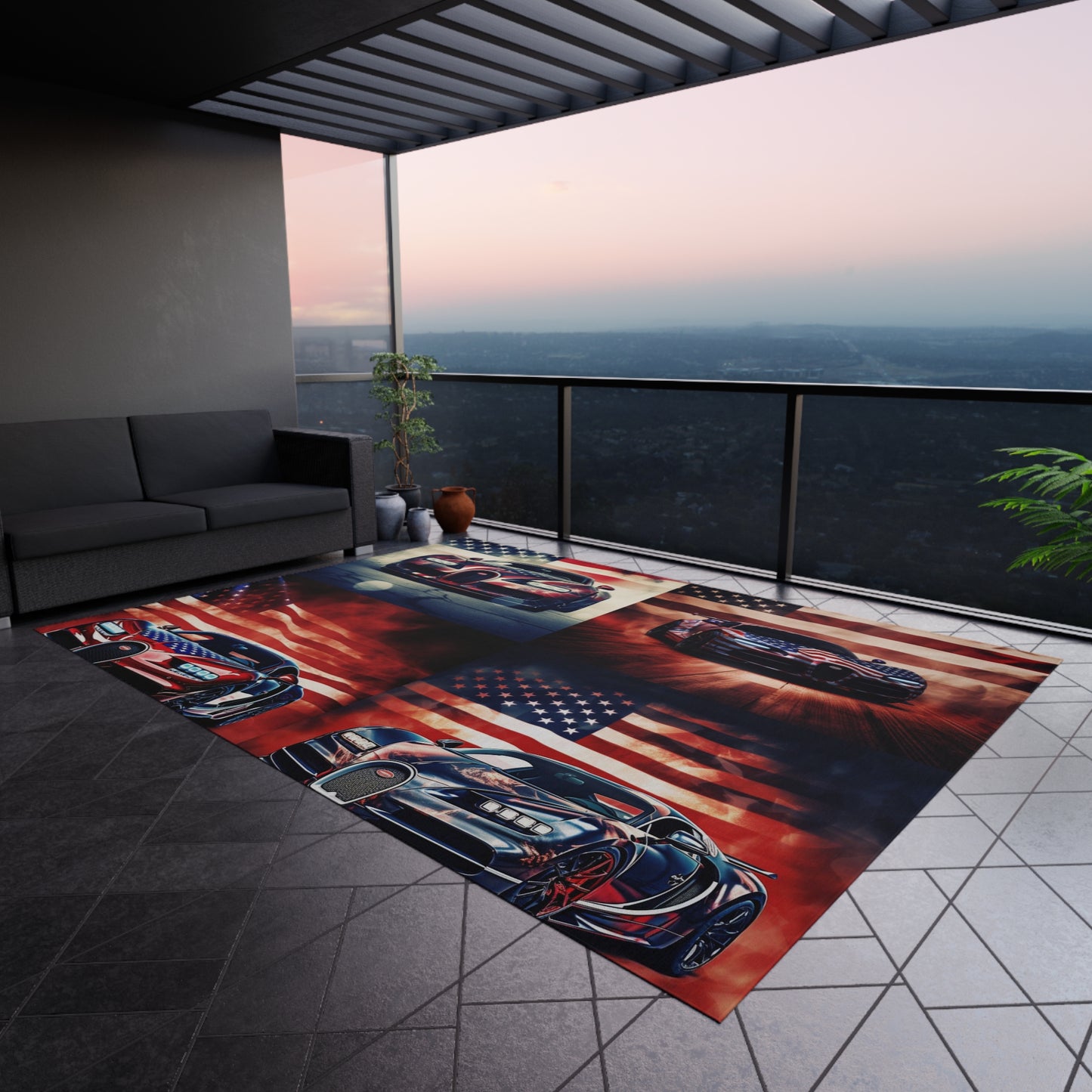 Outdoor Rug Abstract American Flag Background Bugatti 5