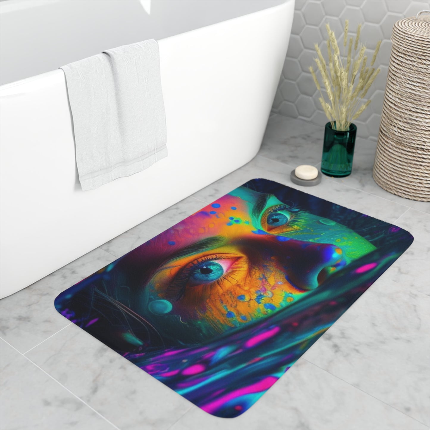 Memory Foam Bath Mat Florescent Glow 3