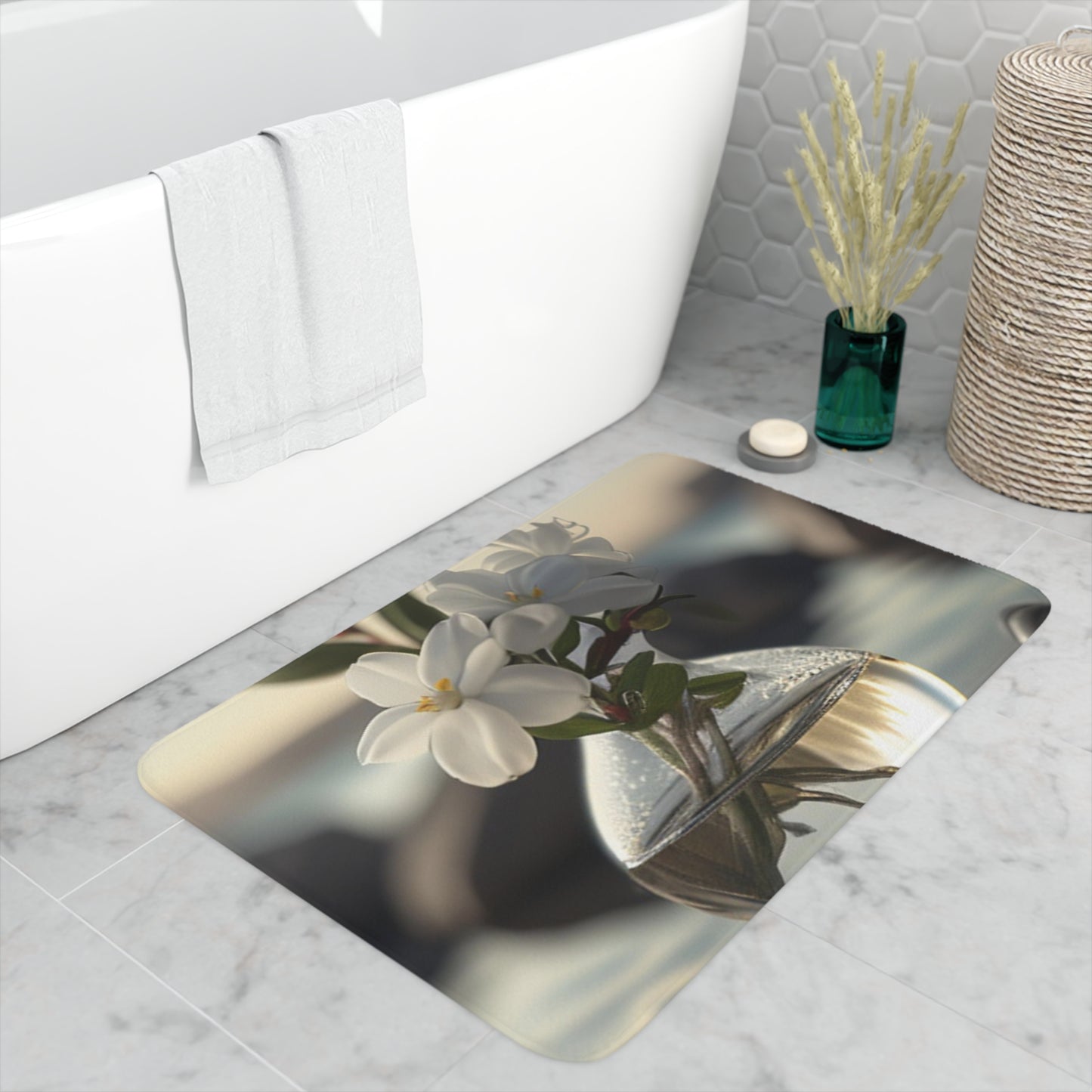 Memory Foam Bath Mat Jasmine glass vase 1