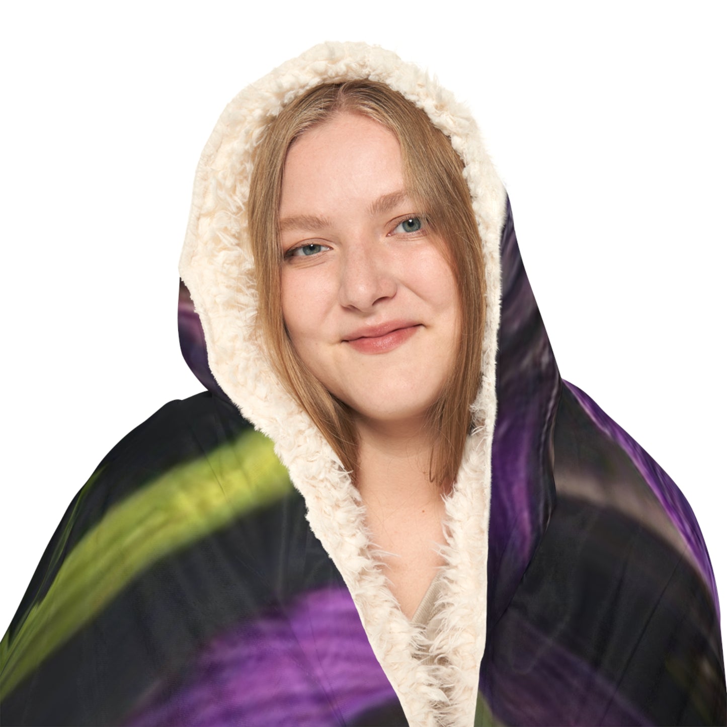 Snuggle Hooded Blanket Purple Iris in a vase 4