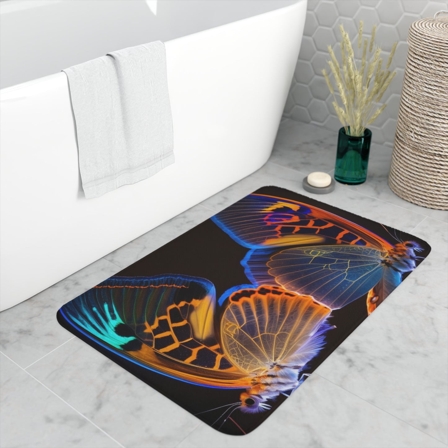 Memory Foam Bath Mat Neon Glo Butterfly 2