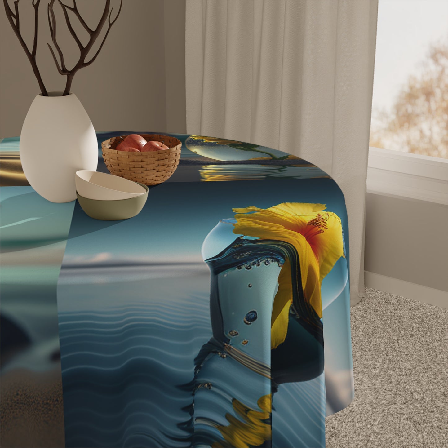 Tablecloth Yellow Hibiscus glass 5