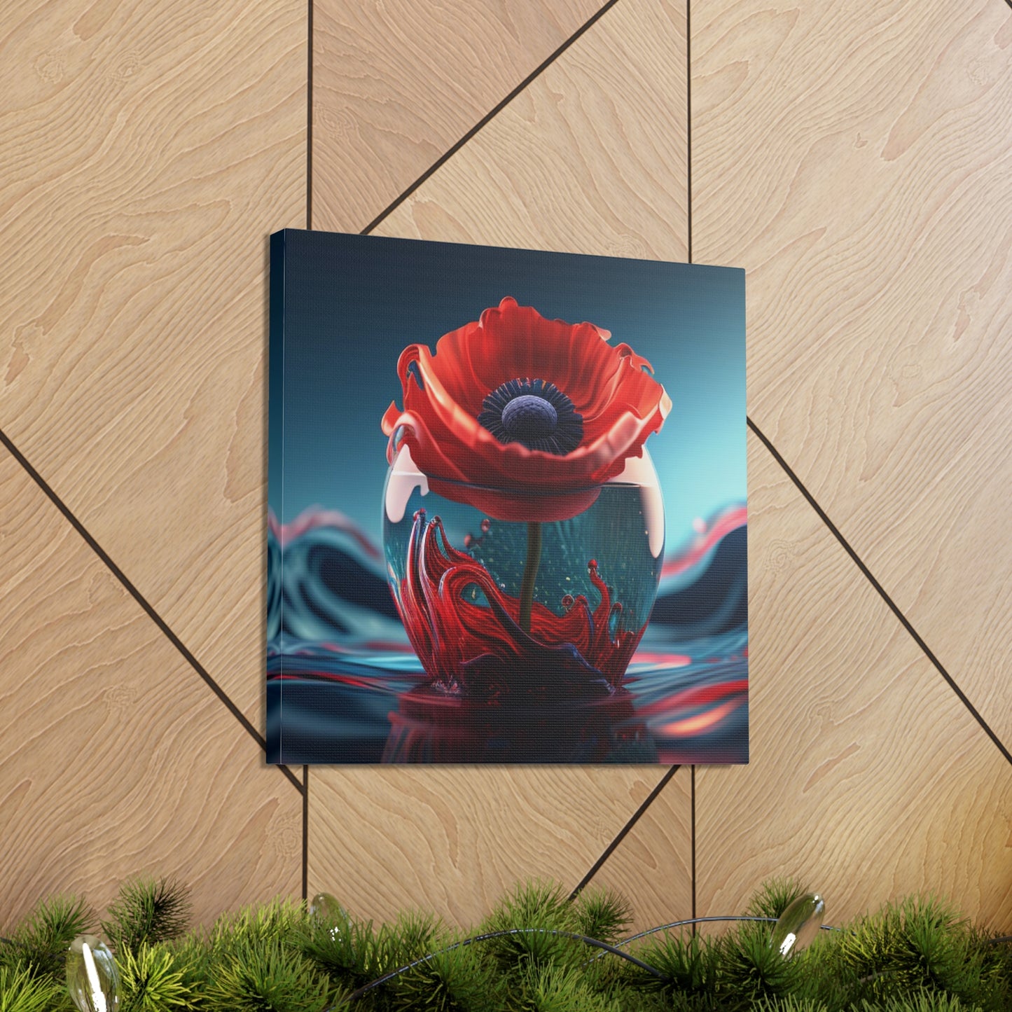 Canvas Gallery Wraps Red Anemone in a Vase 2