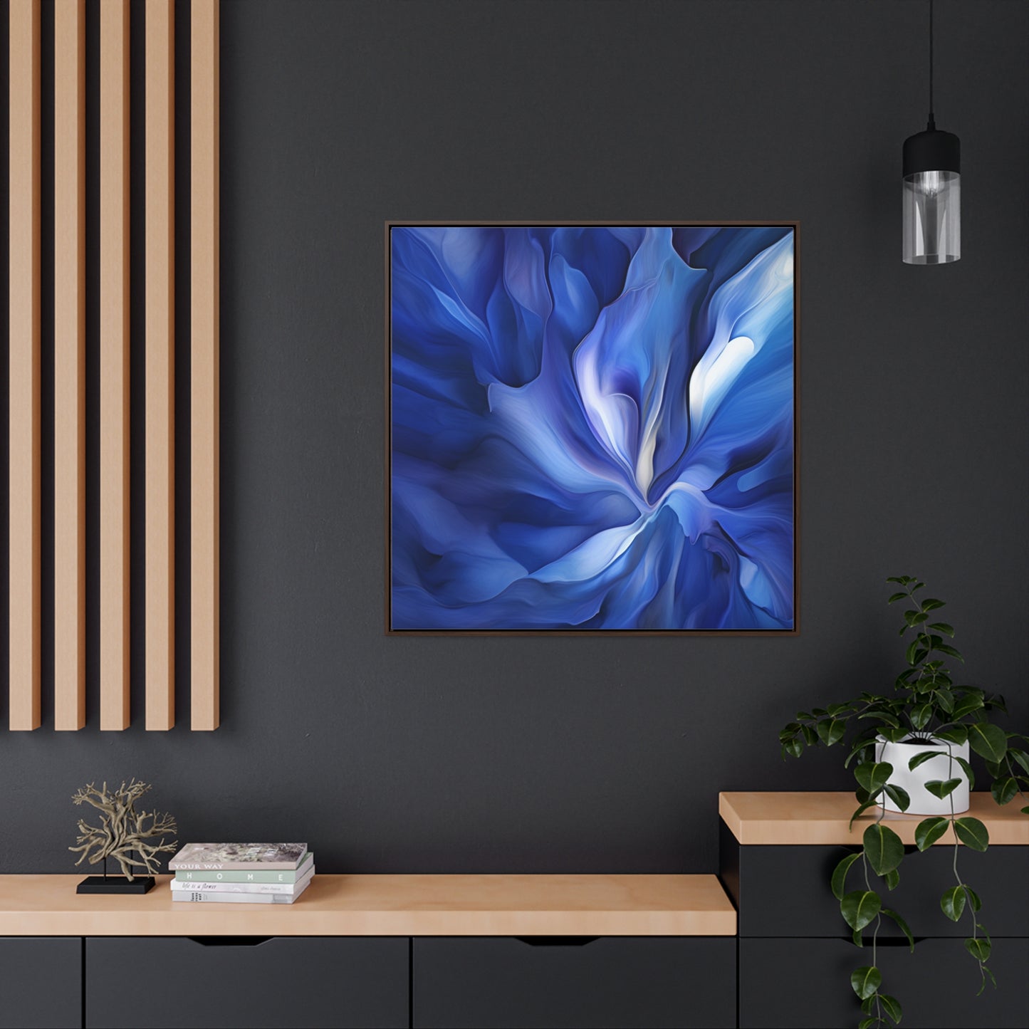 Gallery Canvas Wraps, Square Frame Abstract Blue Tulip 3