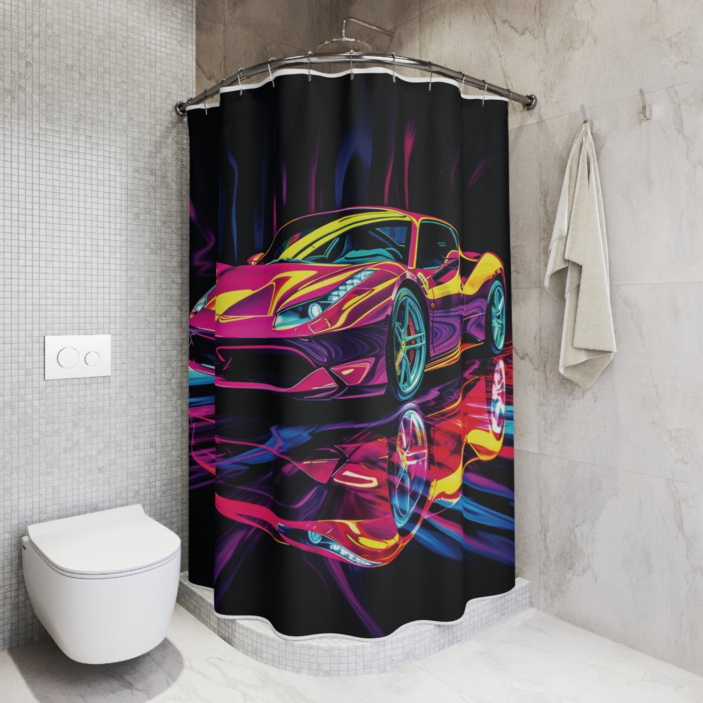 Polyester Shower Curtain Pink Ferrari Macro 2