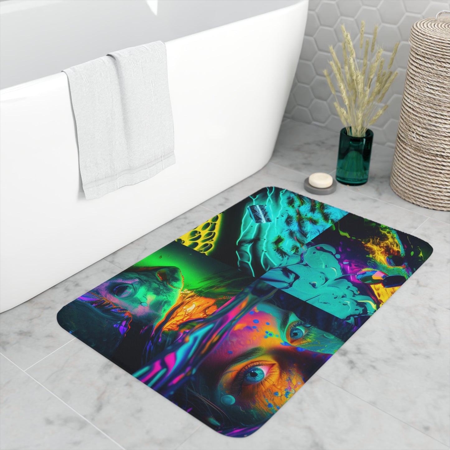 Memory Foam Bath Mat Florescent Glow 5