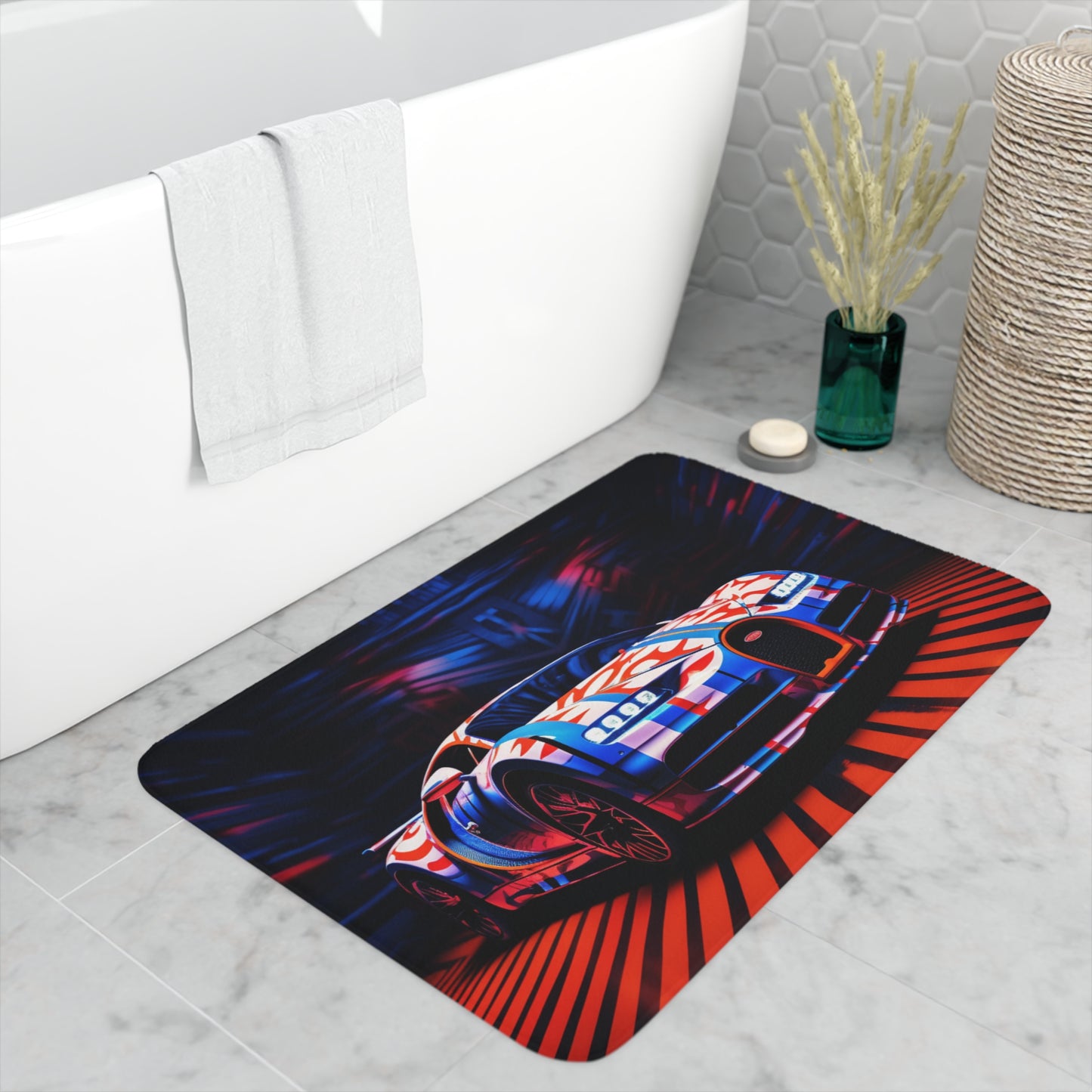 Memory Foam Bath Mat Macro Bugatti American Flag 1