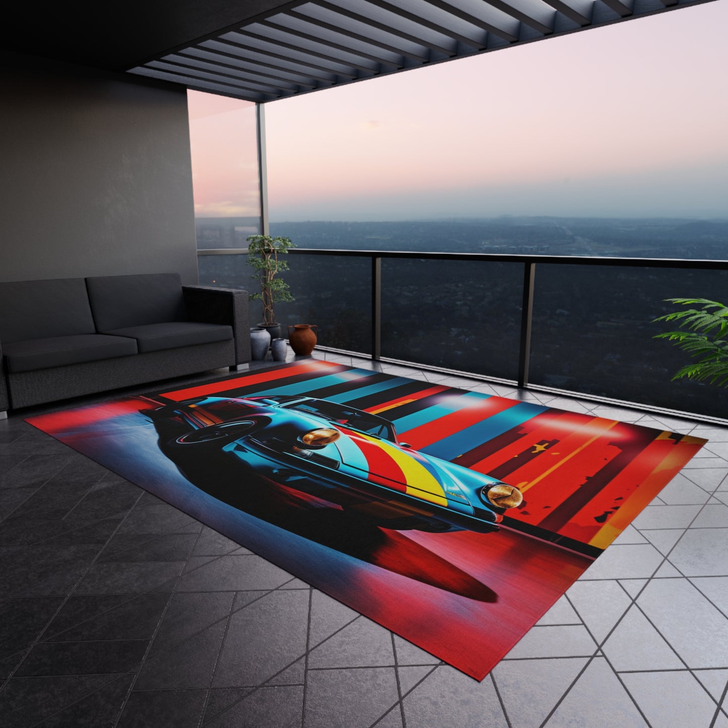 Outdoor Rug Macro American Flag Porsche 3