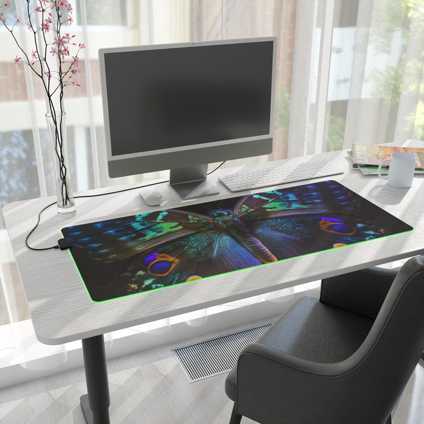 LED Gaming Mouse Pad Neon Hue Butterfly 3