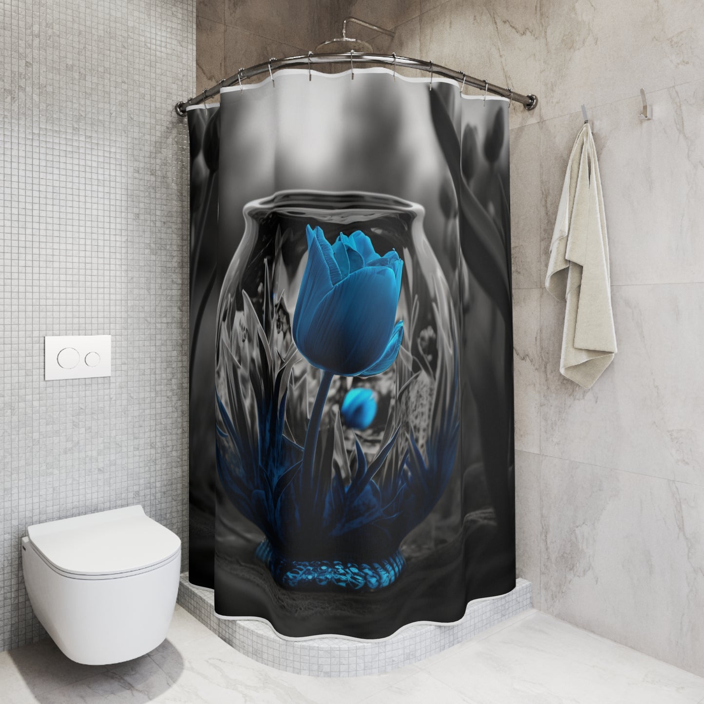 Polyester Shower Curtain Tulip Blue 6