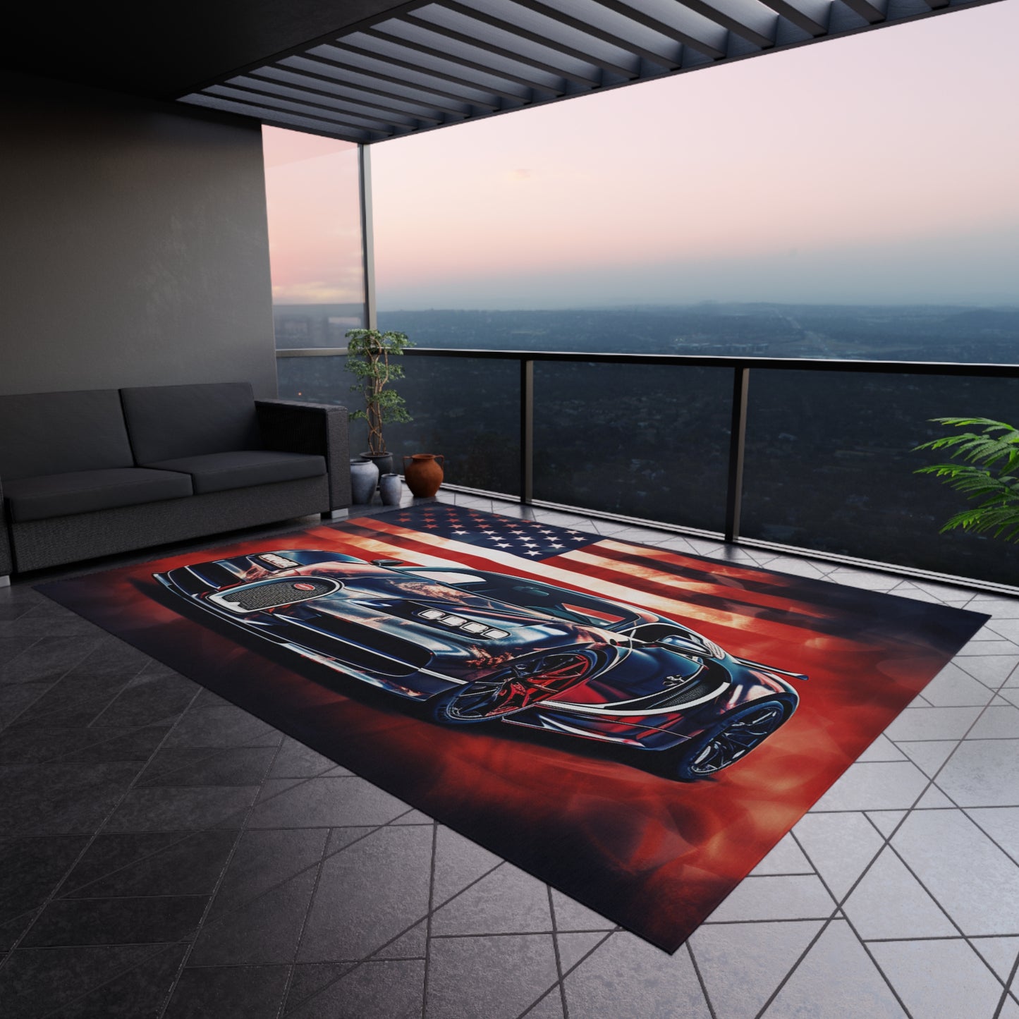 Outdoor Rug Abstract American Flag Background Bugatti 4