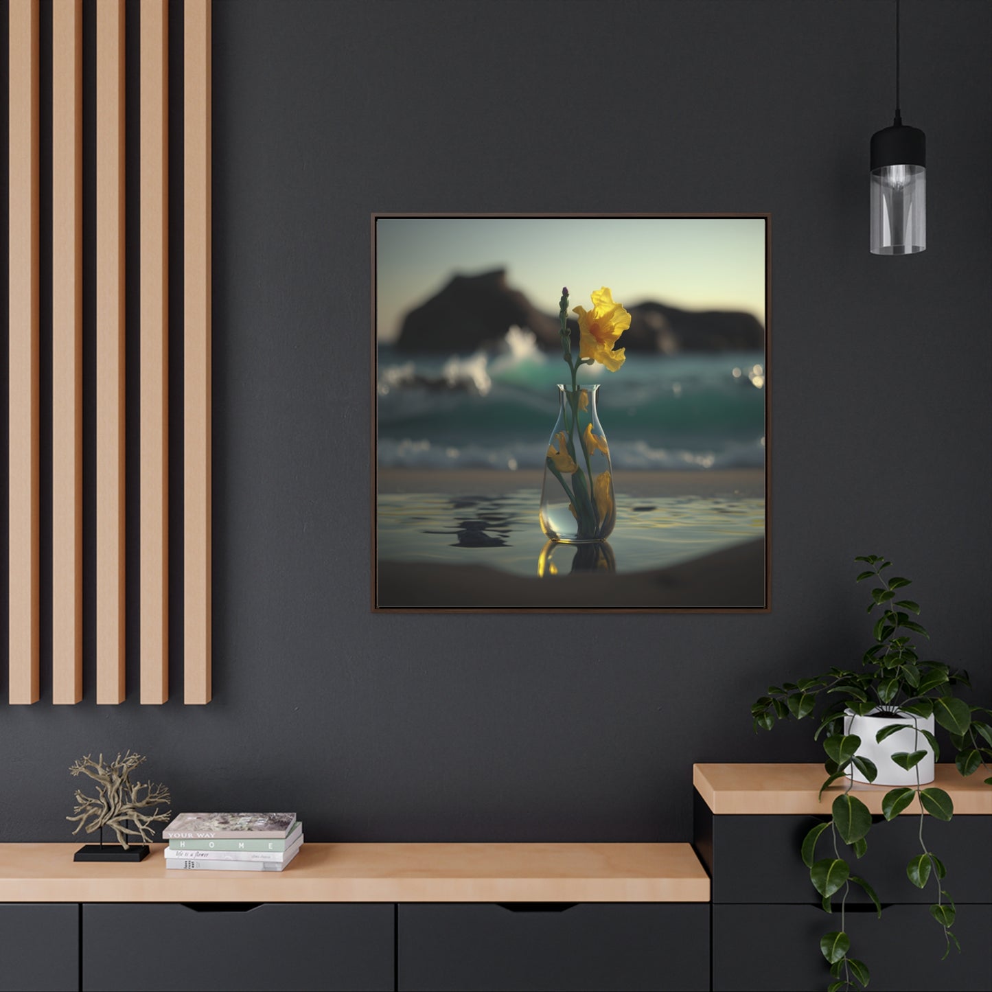 Gallery Canvas Wraps, Square Frame Yellow Gladiolus glass 2