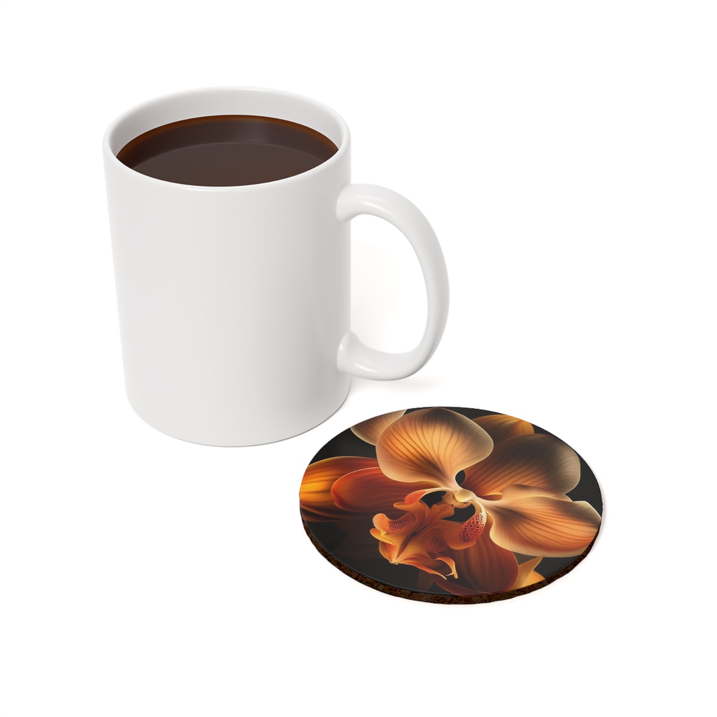 Cork Back Coaster Orange Orchid 2