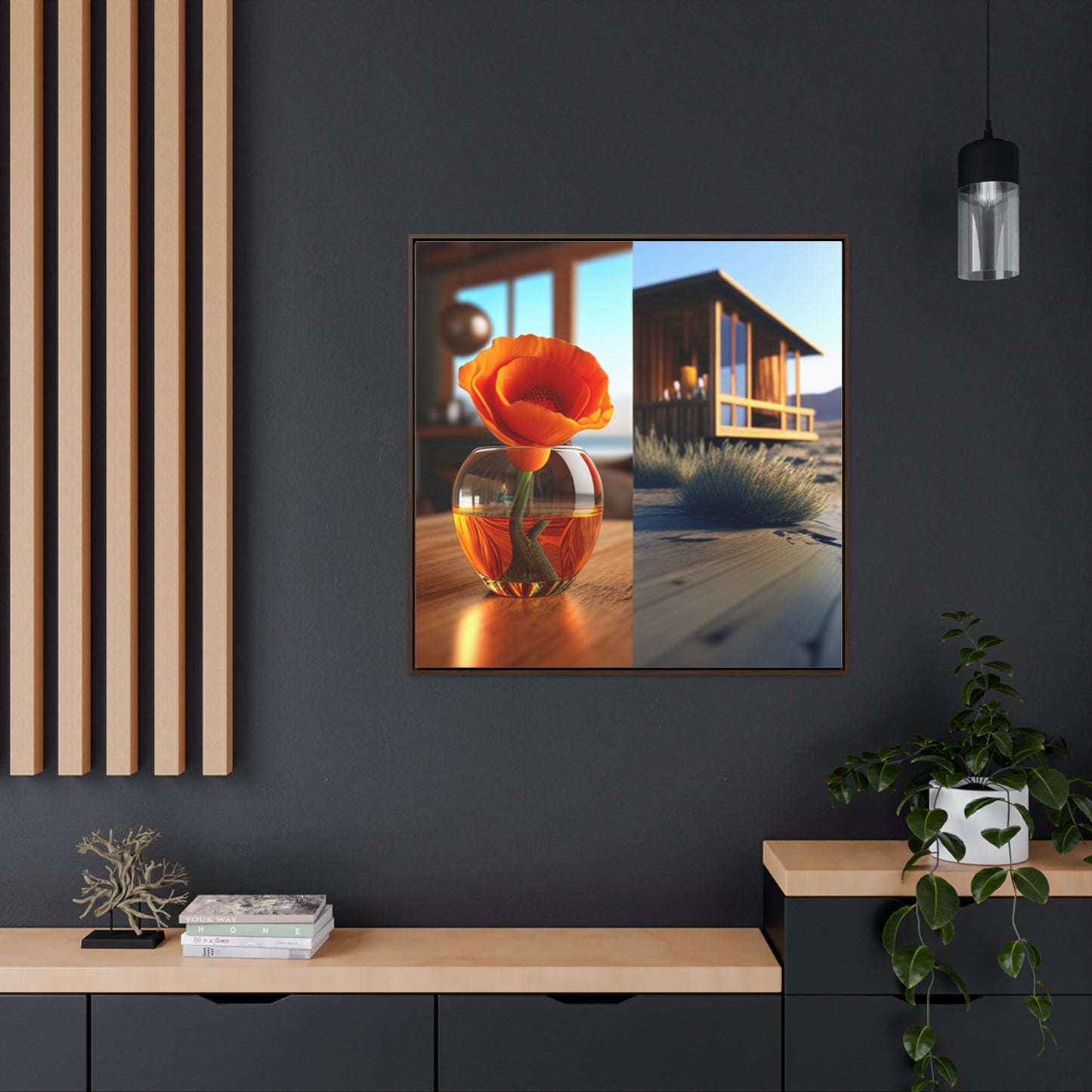 Gallery Canvas Wraps, Square Frame Poppy in a Glass Vase 3