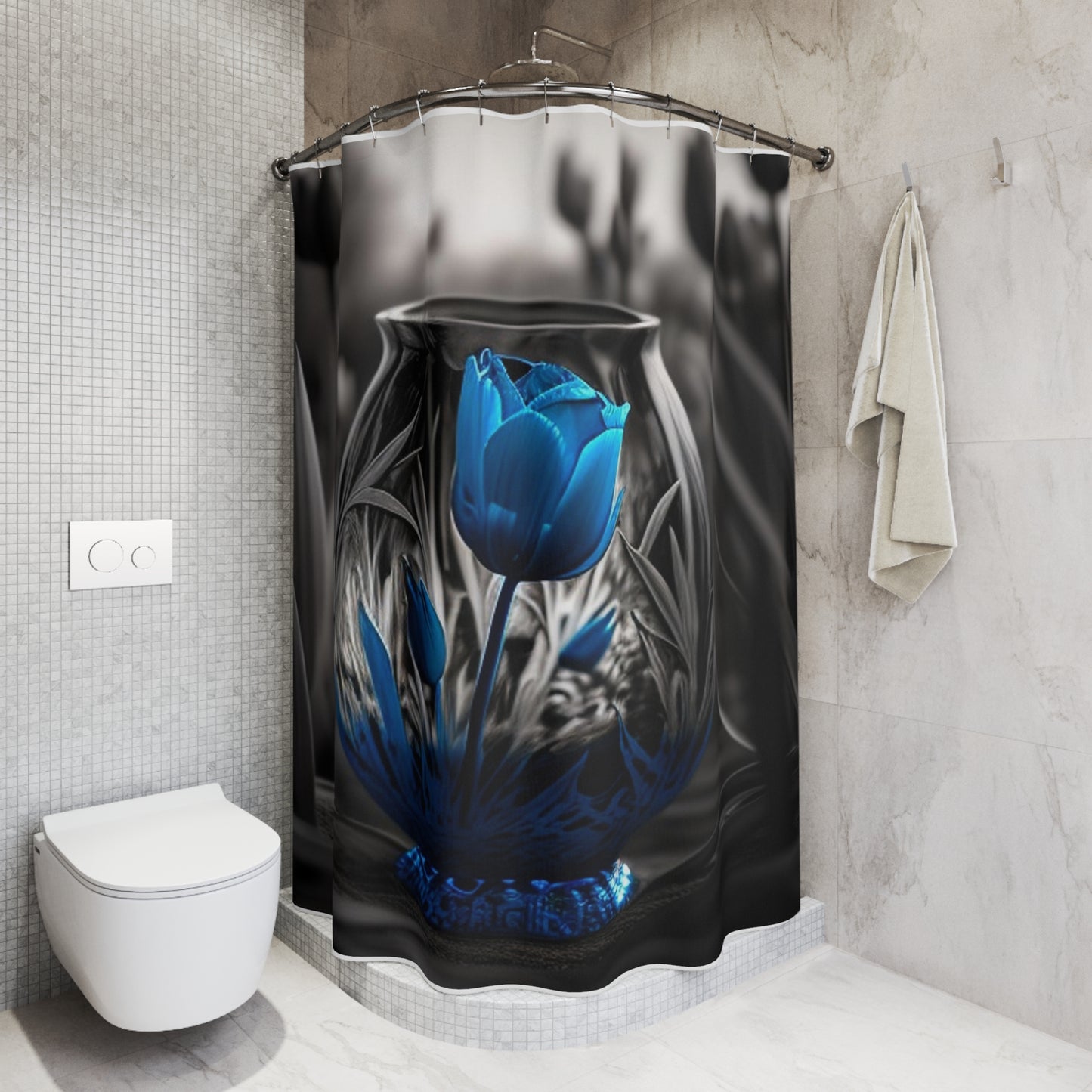 Polyester Shower Curtain Tulip Blue 3