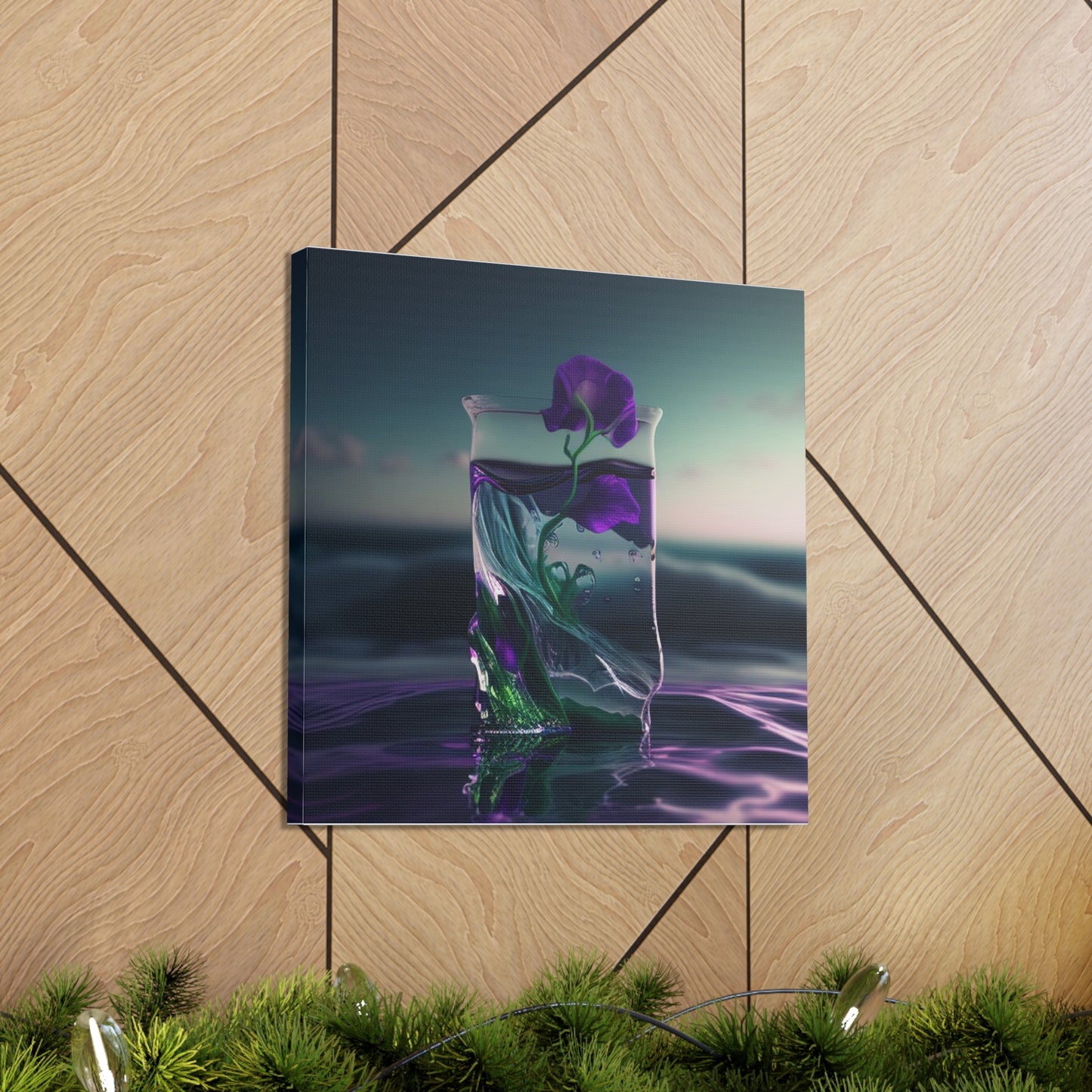 Canvas Gallery Wraps Purple Sweet pea in a vase 3