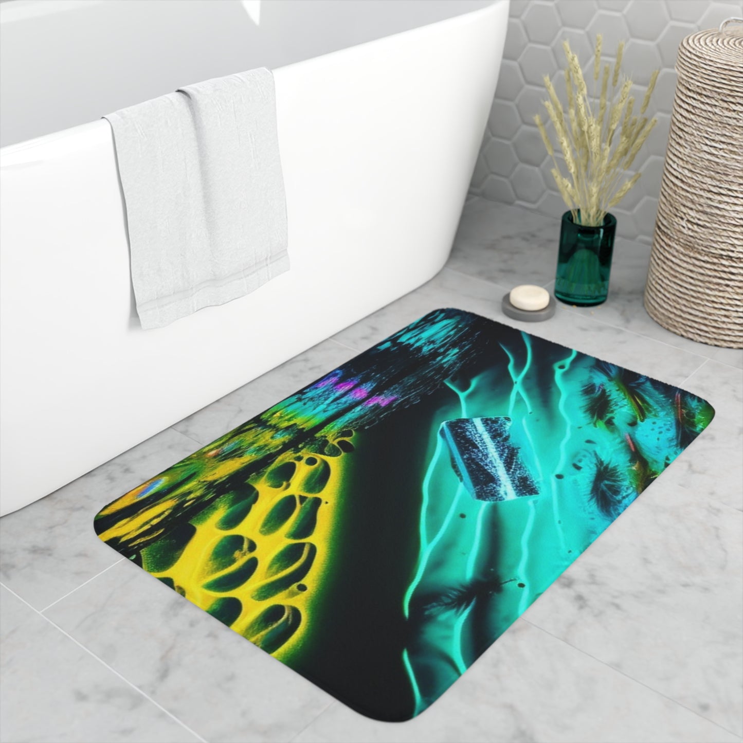 Memory Foam Bath Mat Florescent Glow 2