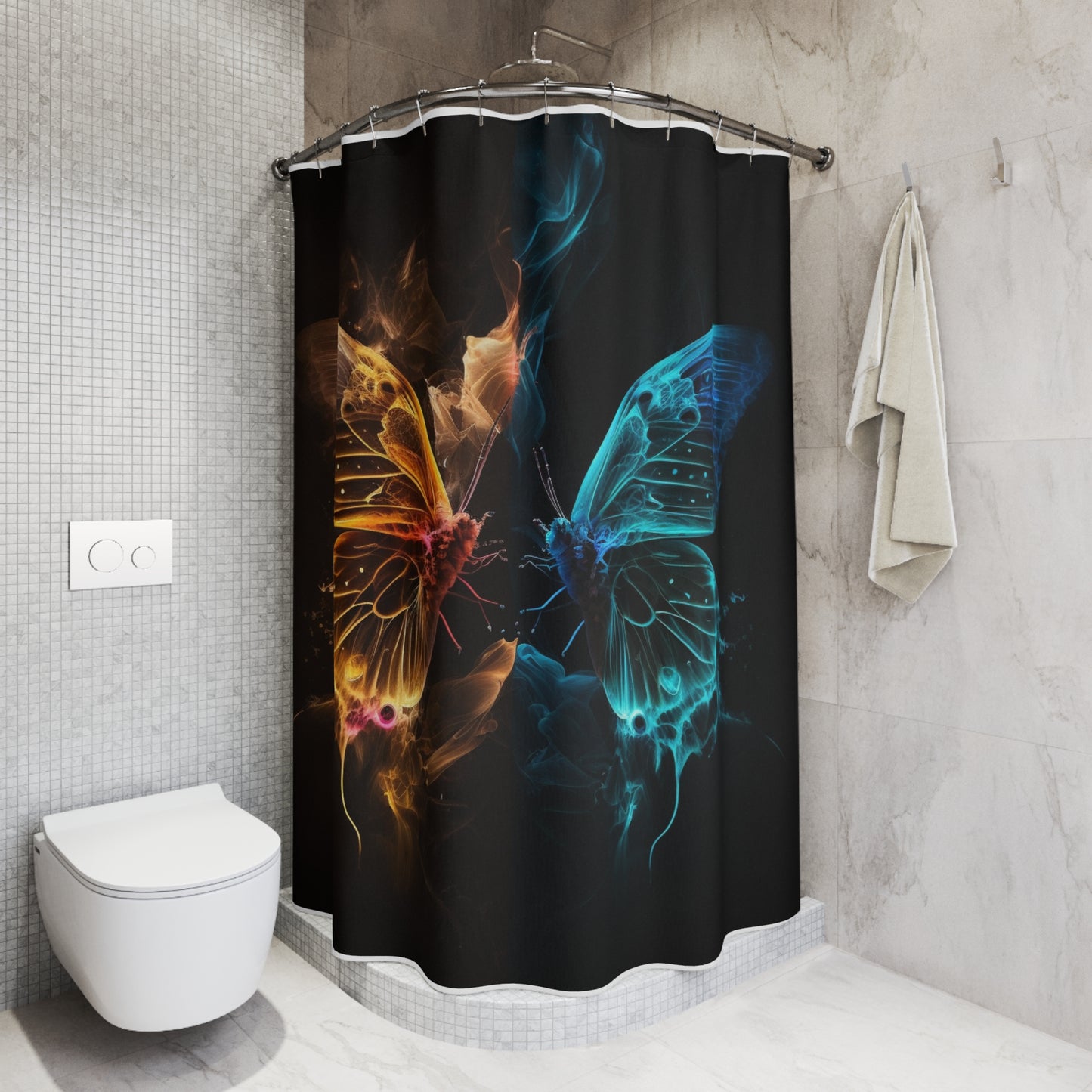 Polyester Shower Curtain Kiss Neon Butterfly 9