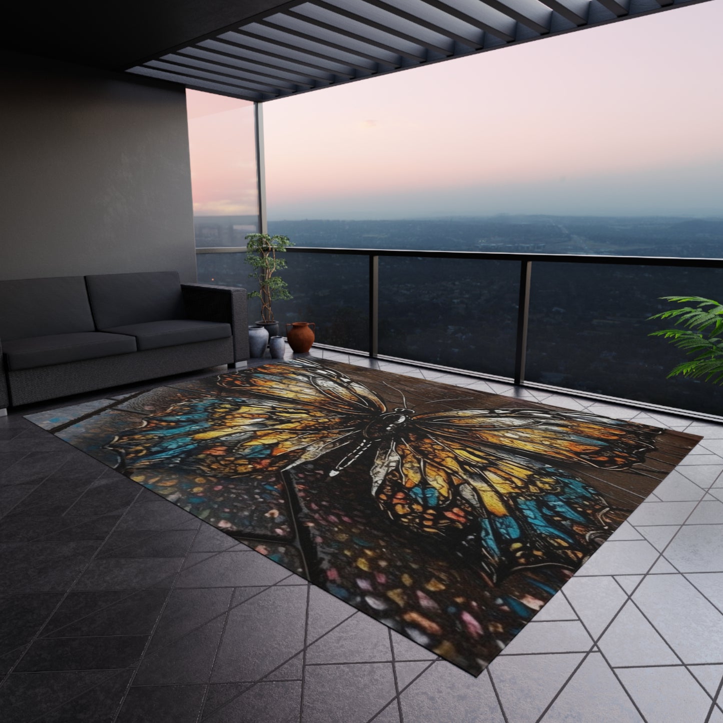 Outdoor Rug Water Butterfly Street 1