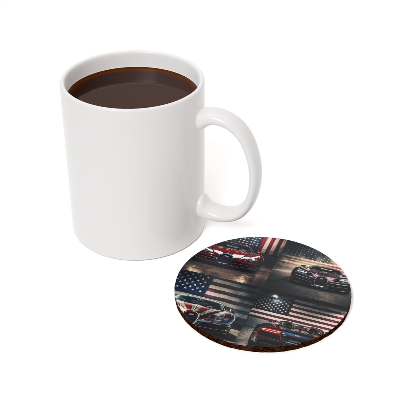 Cork Back Coaster American Flag Background Bugatti 5