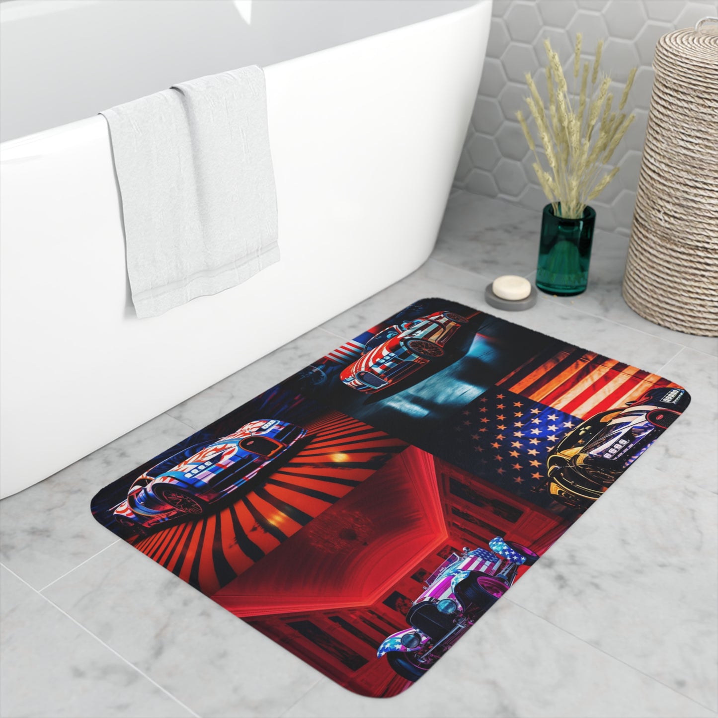 Memory Foam Bath Mat Macro Bugatti American Flag 5