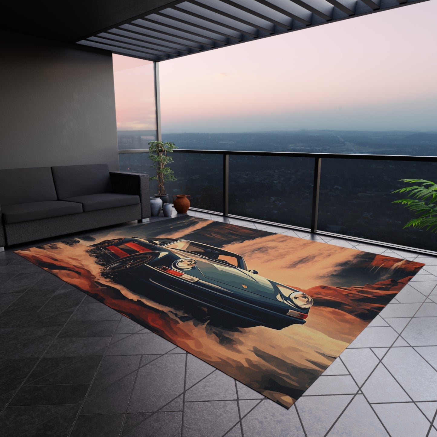 Outdoor Rug American Flag Porsche Abstract 3