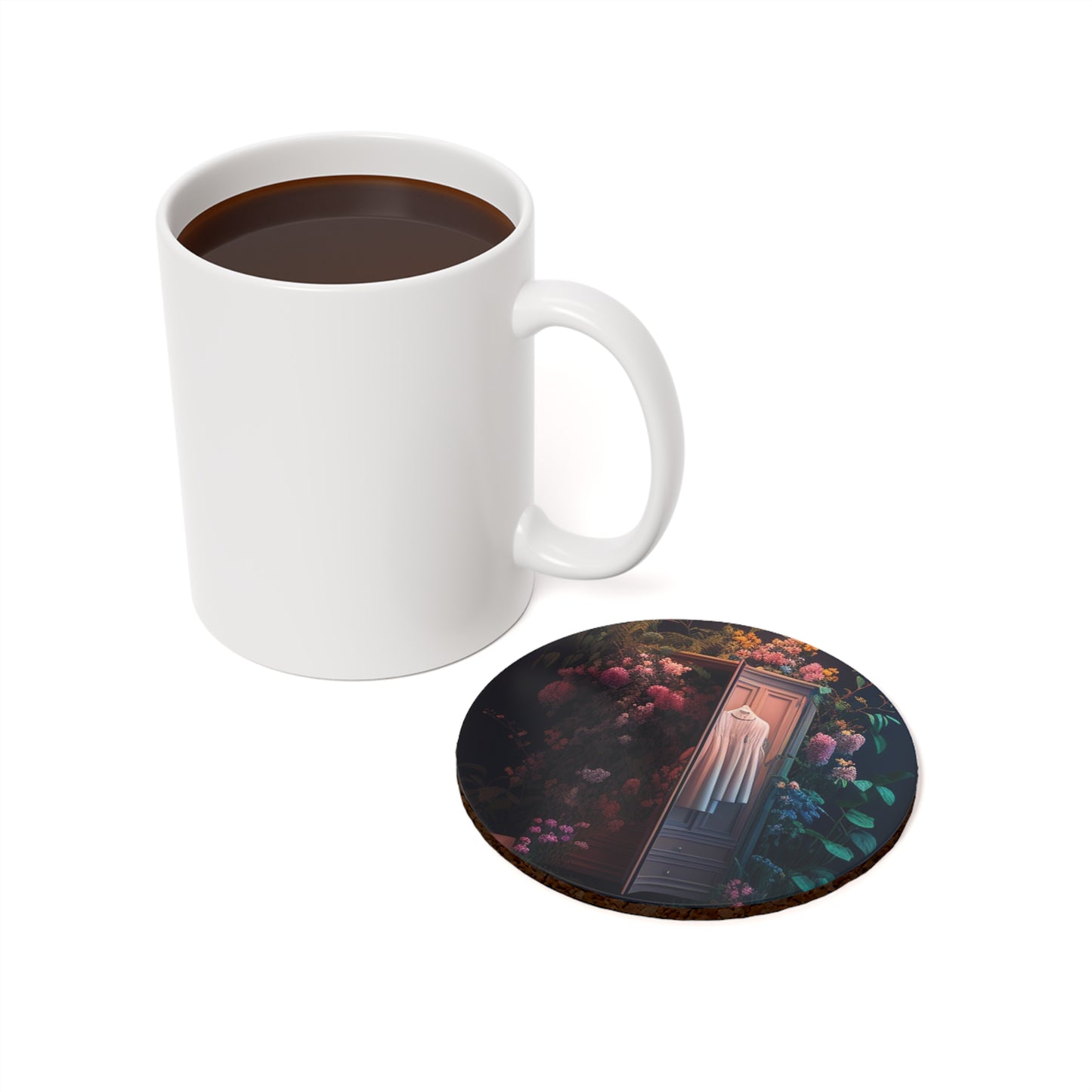 Cork Back Coaster A Wardrobe Surrounded by Flowers 3