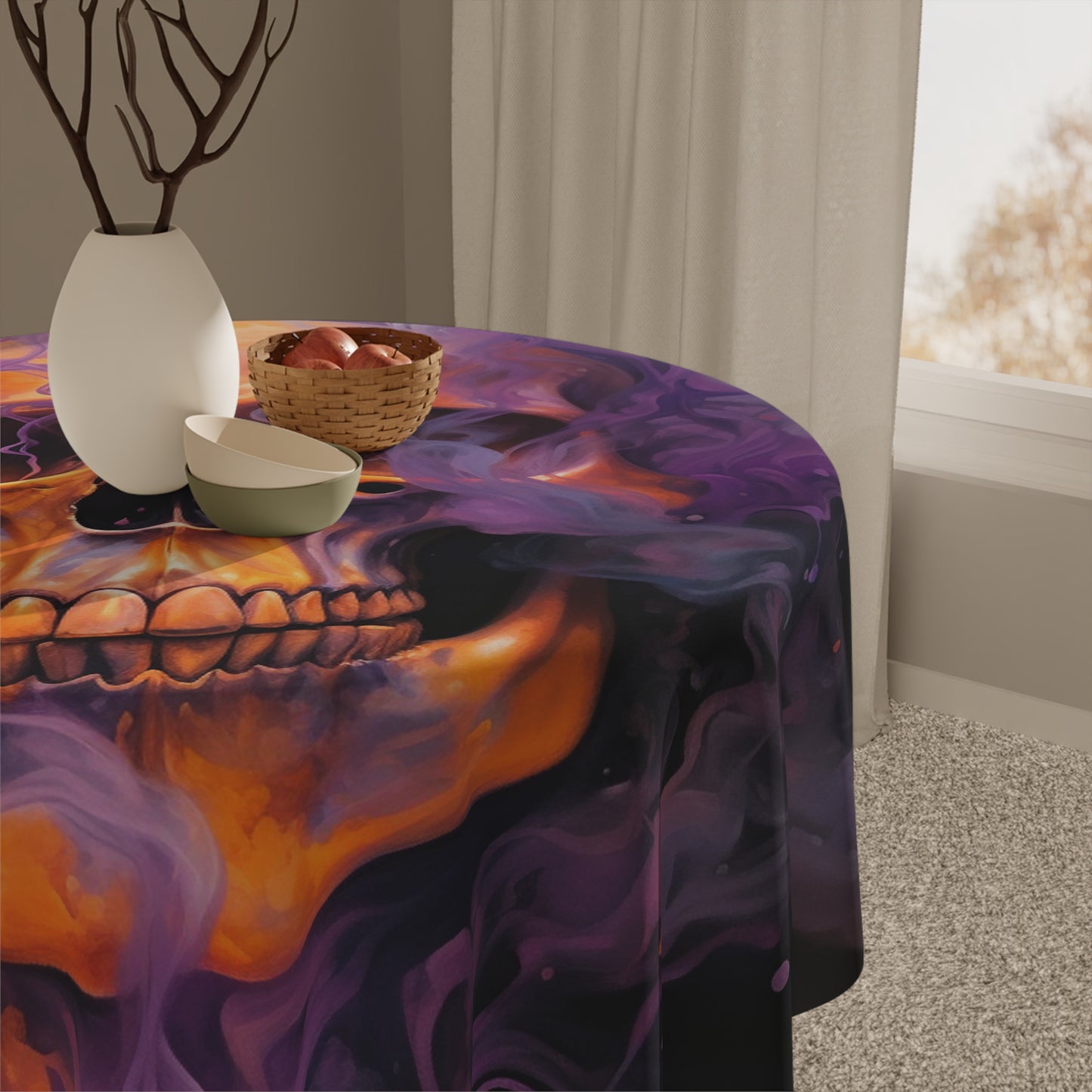 Tablecloth Skull Flames 4