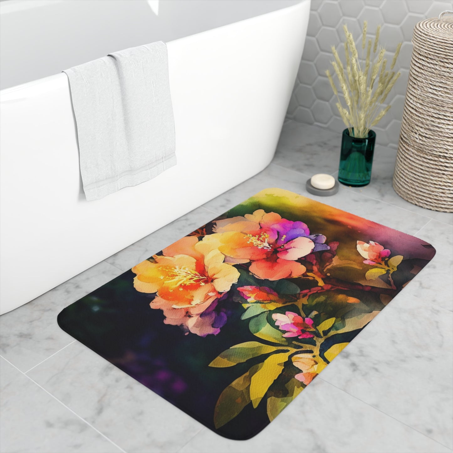 Memory Foam Bath Mat Bright Spring Flowers 2