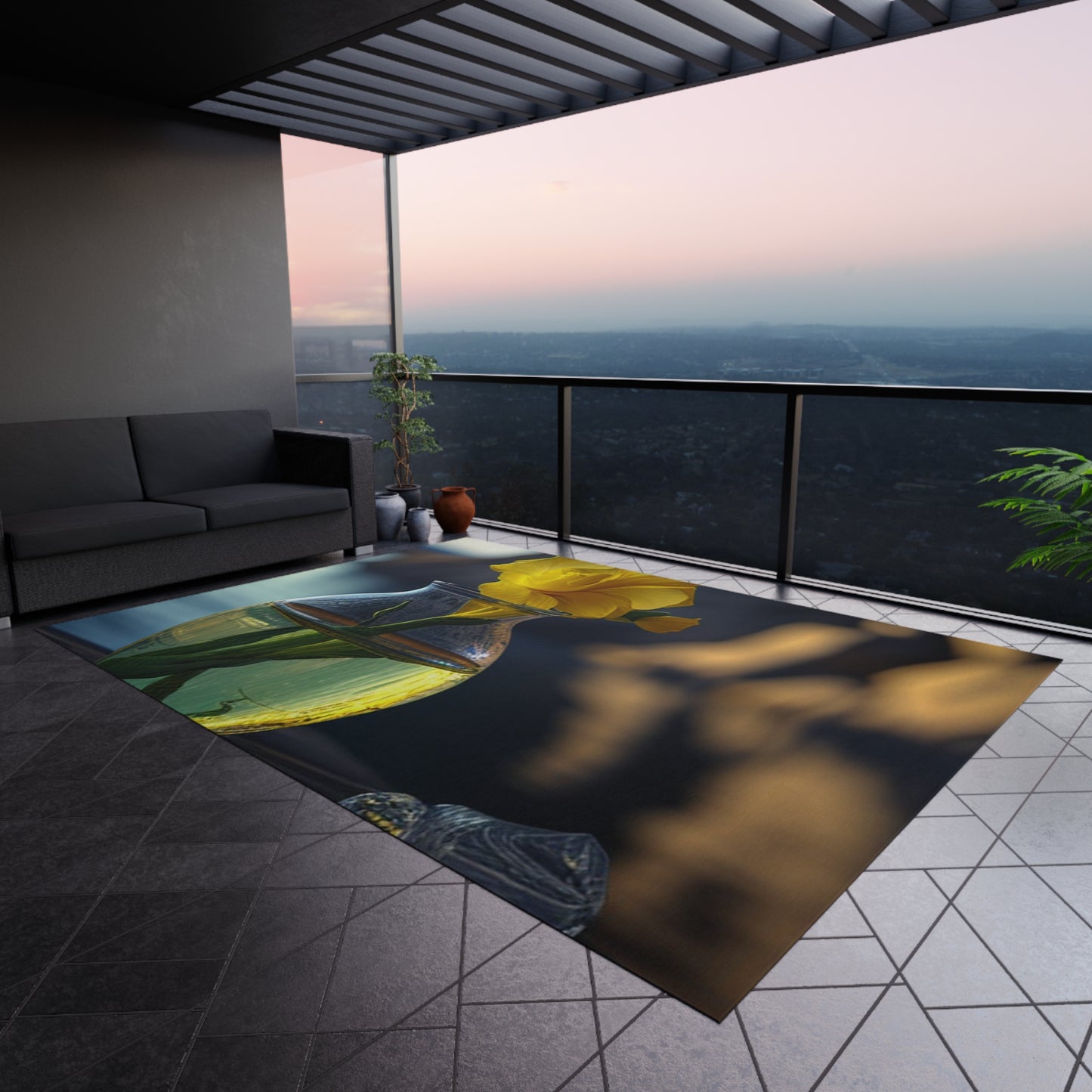 Outdoor Rug Yellow Gladiolus glass 3